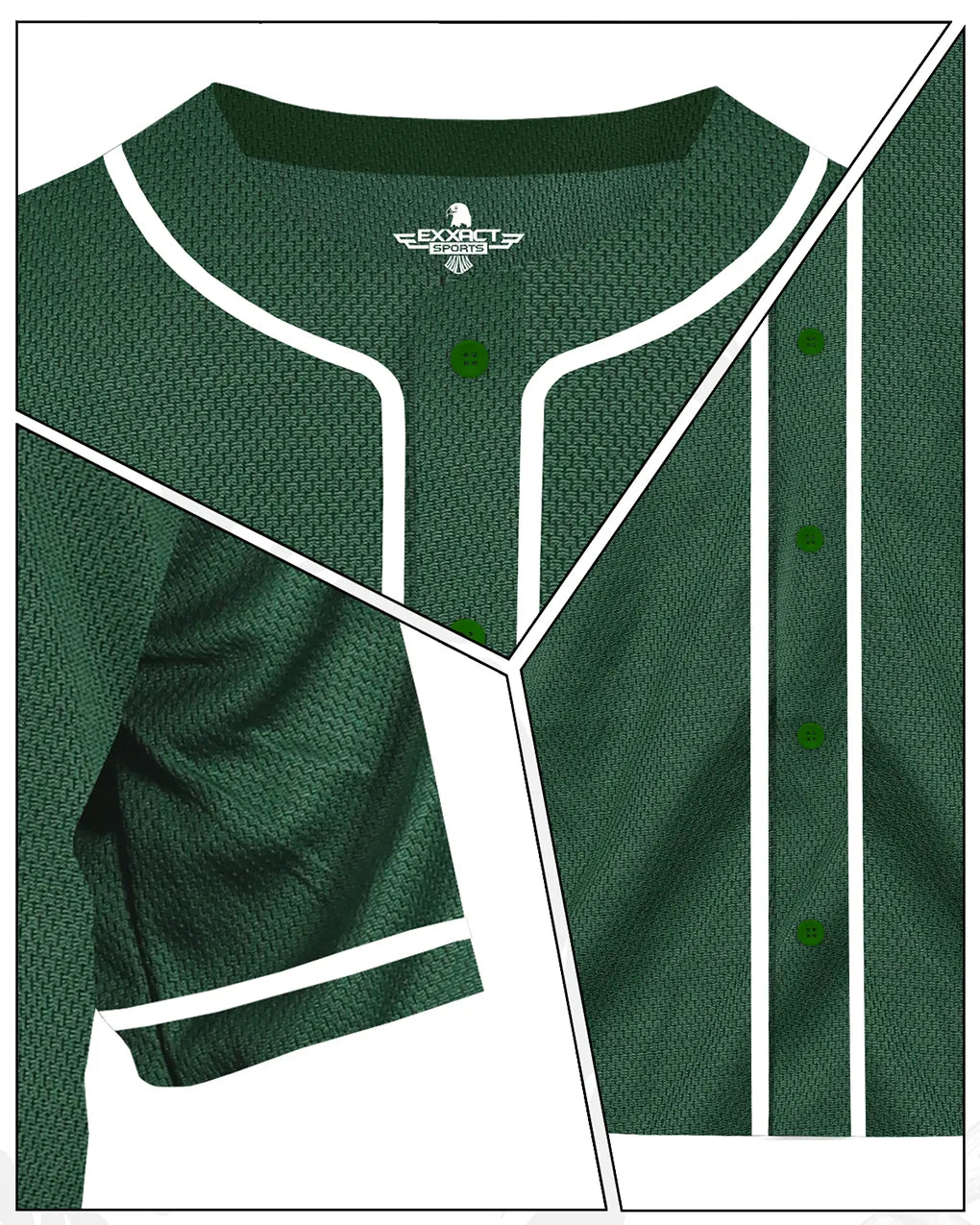 Exxact Sports Baseball Jersey for Men and Women Button Down Plain - Dark Green