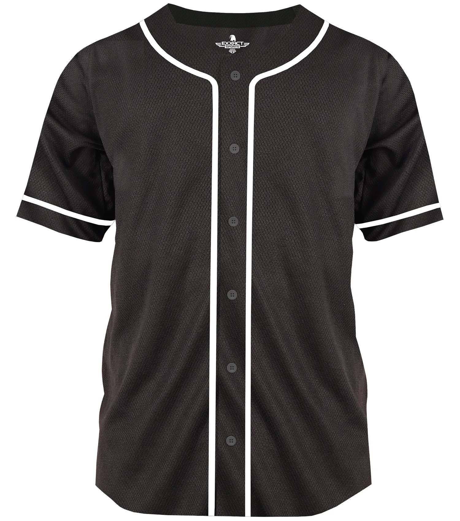 Exxact Sports Baseball Jersey for Men and Women Button Down Plain - Black