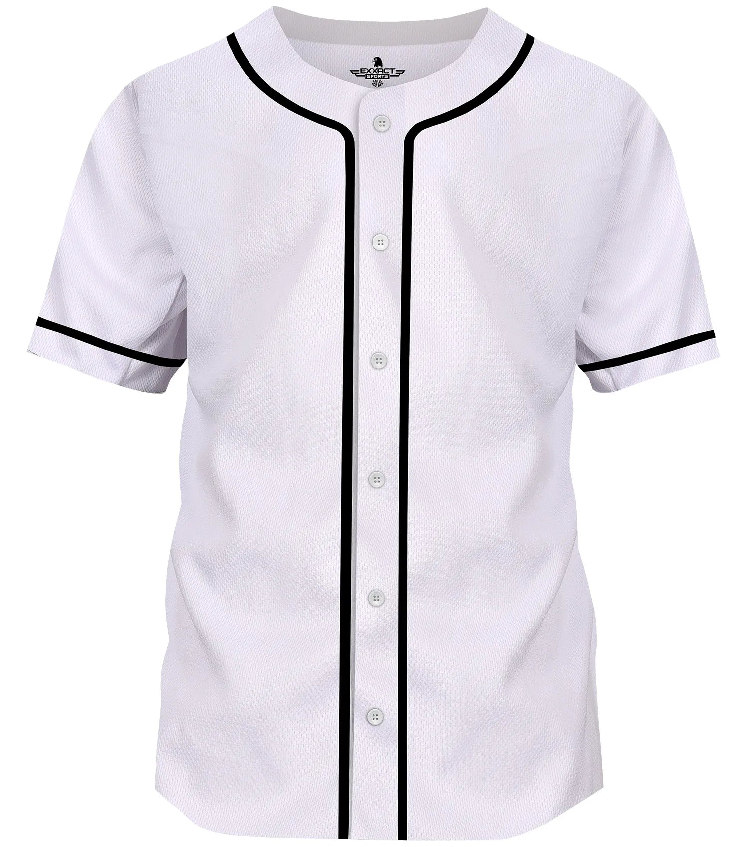 Exxact Sports Baseball Jersey for Men and Women Button Down Plain - White