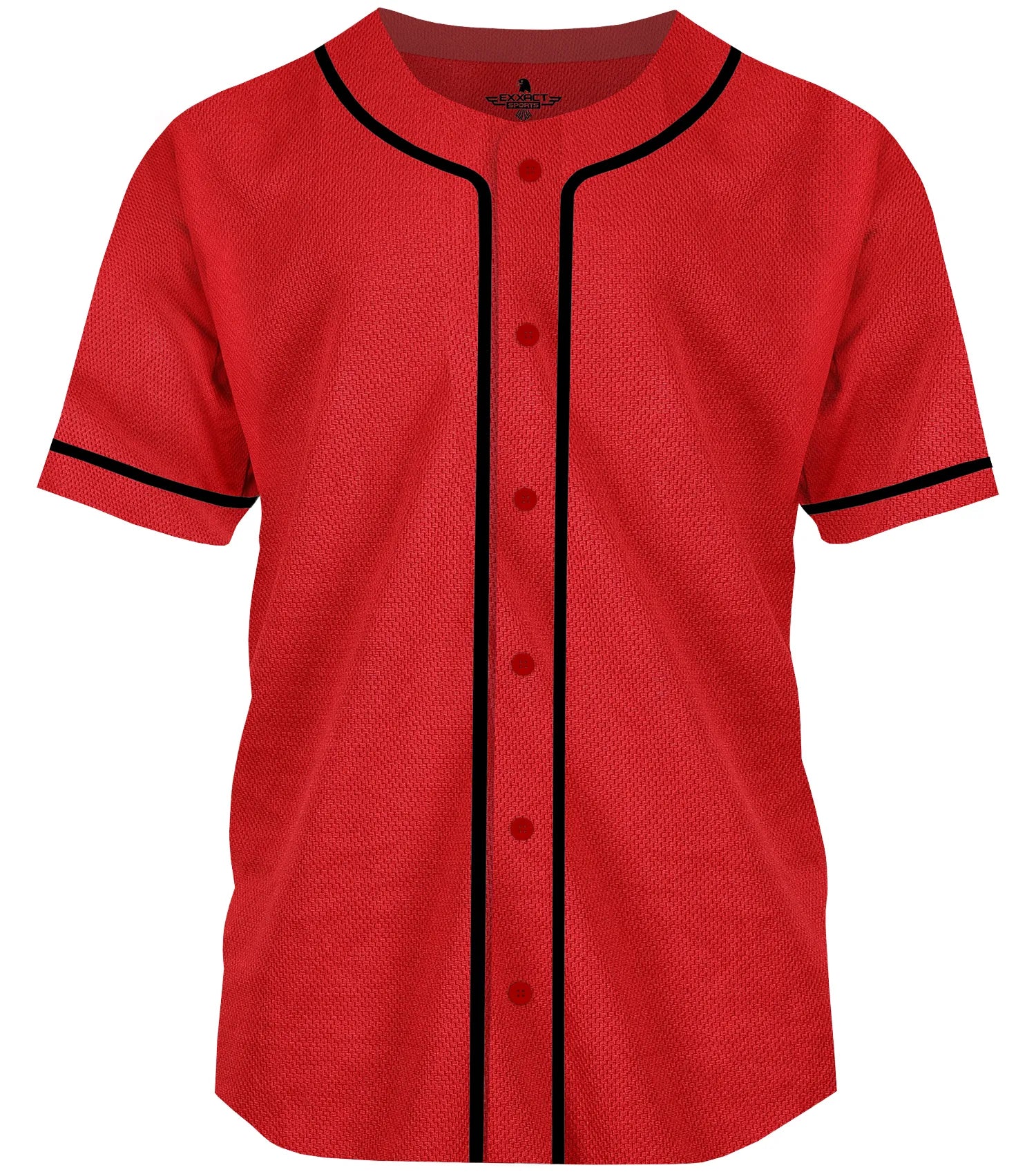 Exxact Sports Baseball Jersey for Men and Women Button Down Plain - Red