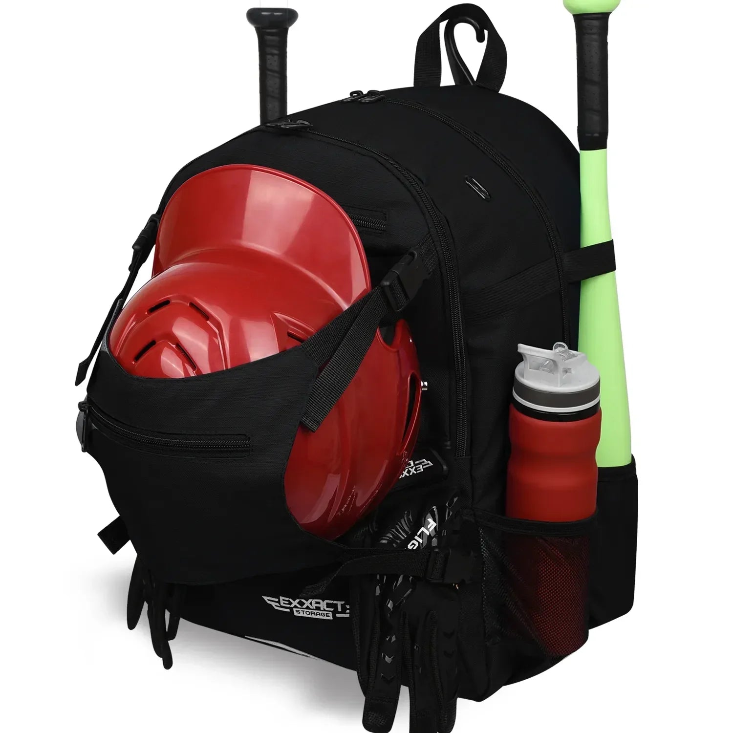 Exxact Sports Black Baseball Bag with Helmet Holder and Seperate Cleats Compartment