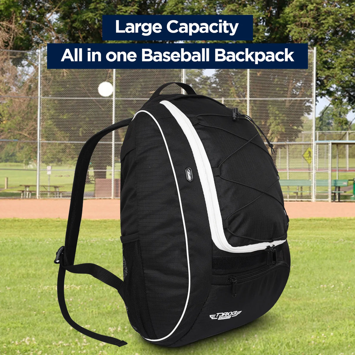 Exxact Sports Black Baseball Bat Bag with Seperate Cleats Compartment