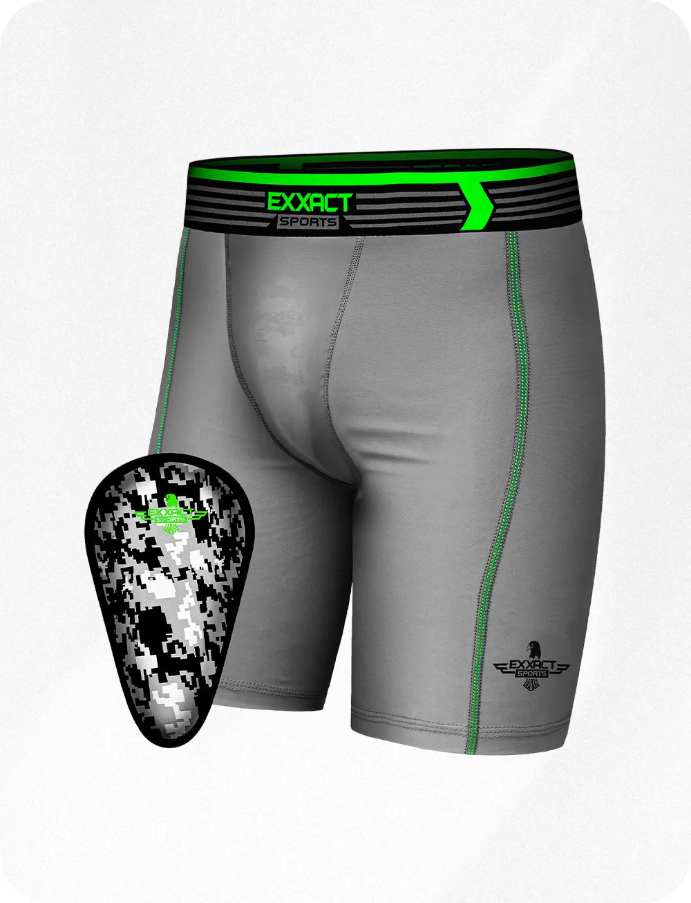 Exxact Sports Boys Compression Shorts with Soft Athletic Cup Youth - Gray