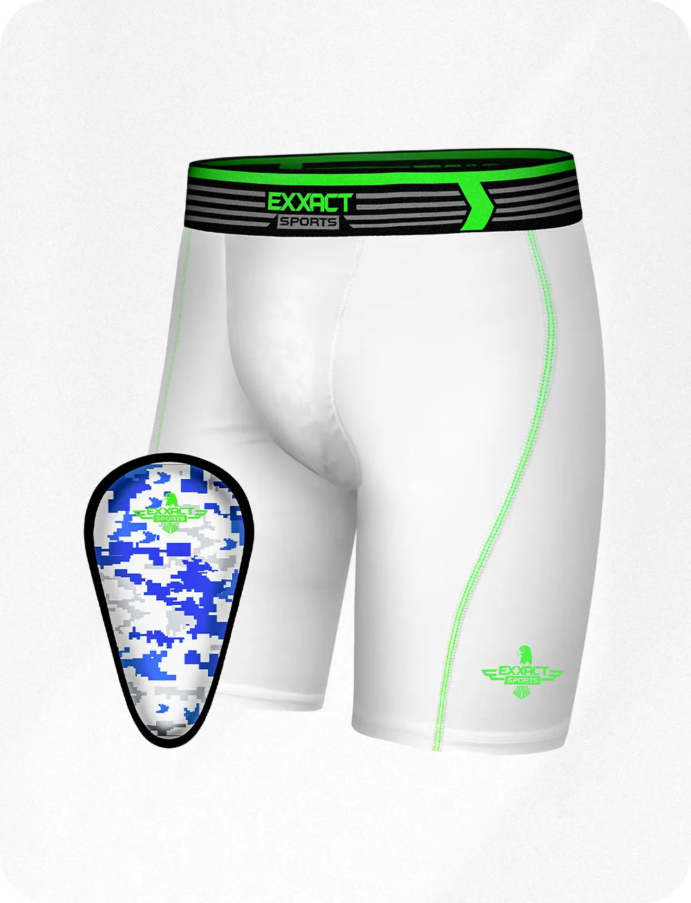 Exxact Sports Boys Compression Shorts with Soft Athletic Cup Youth - White