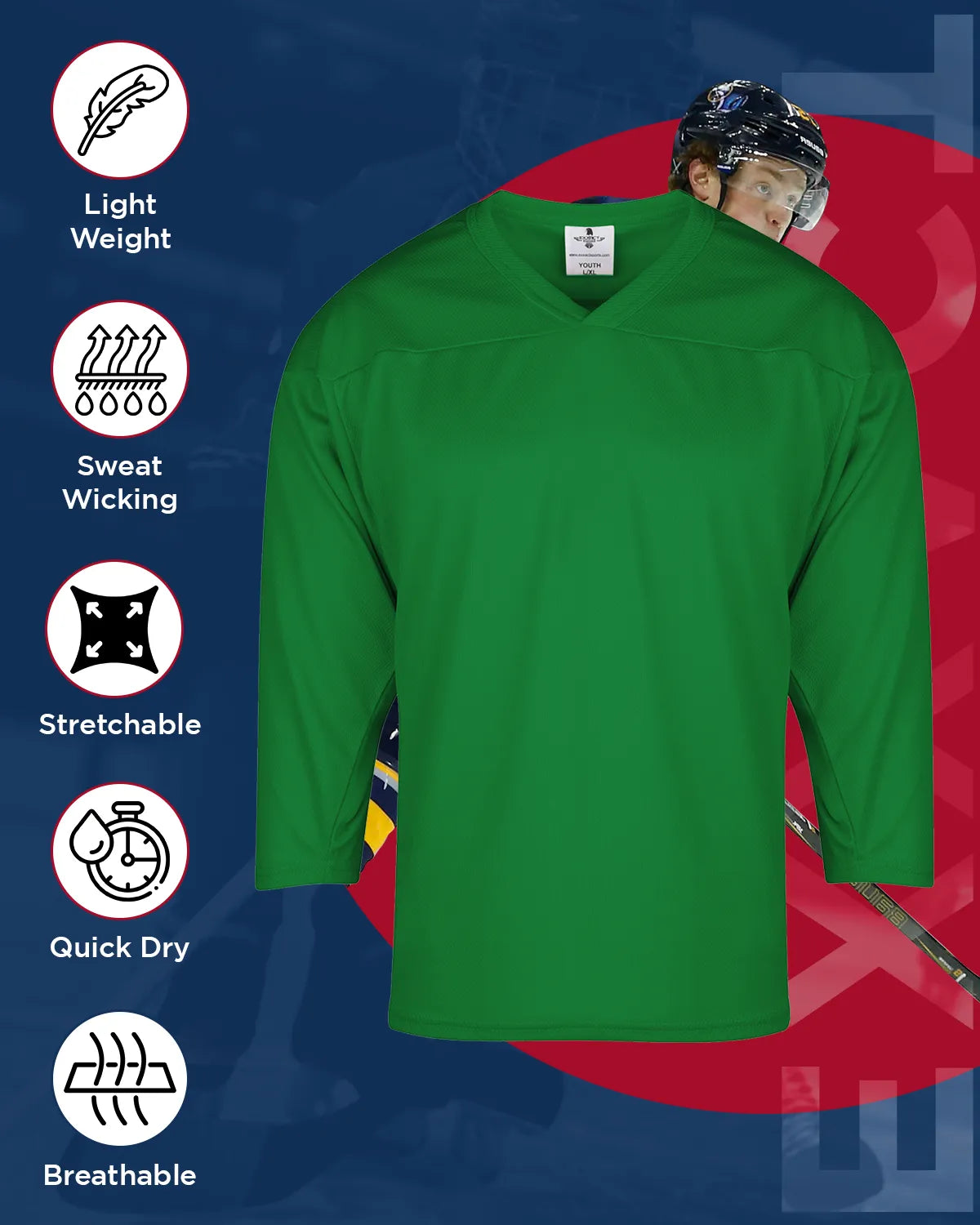 Exxact Sports Boys Hockey Practice Jersey - Dark Green