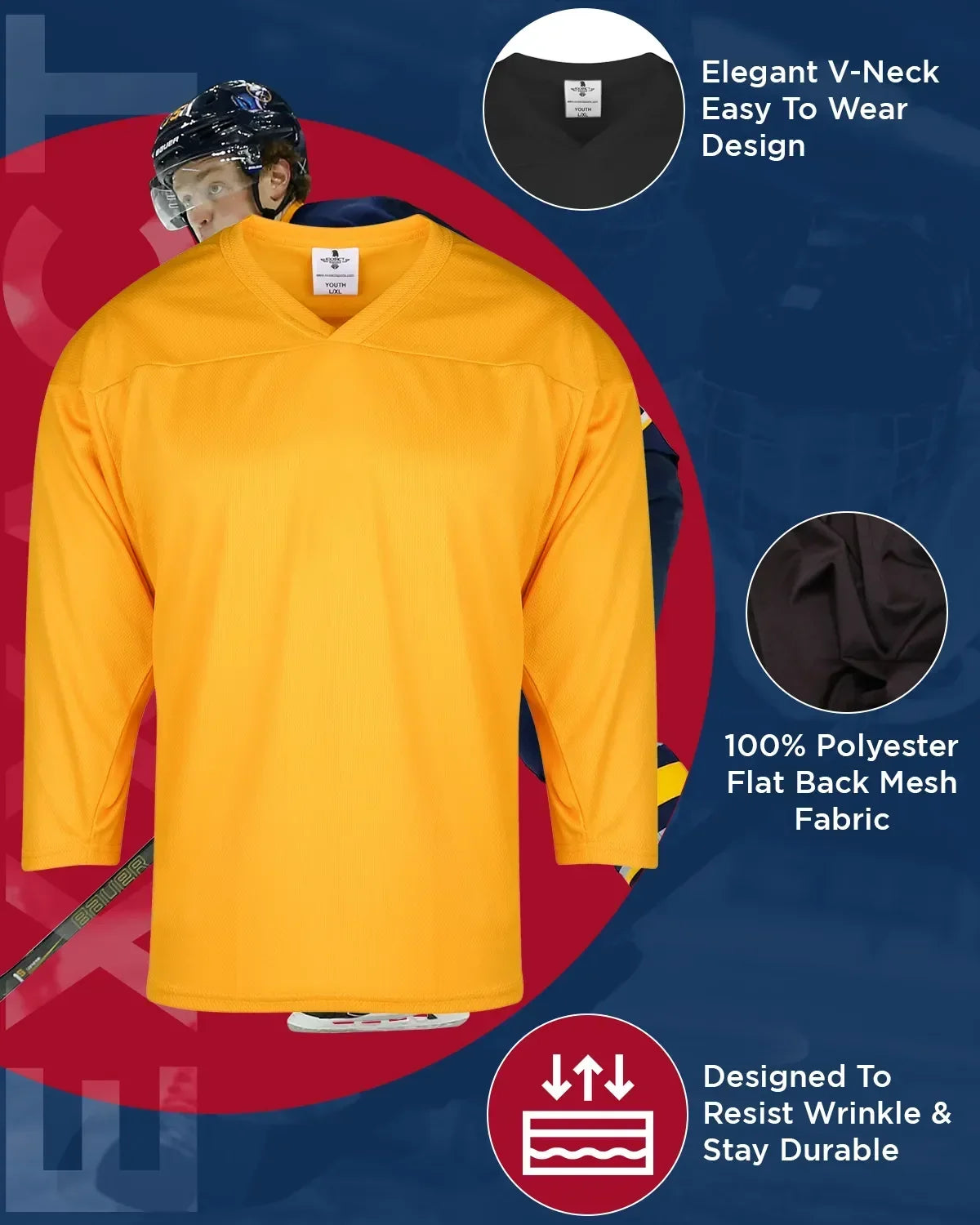 Exxact Sports Boys Hockey Practice Jersey - Gold