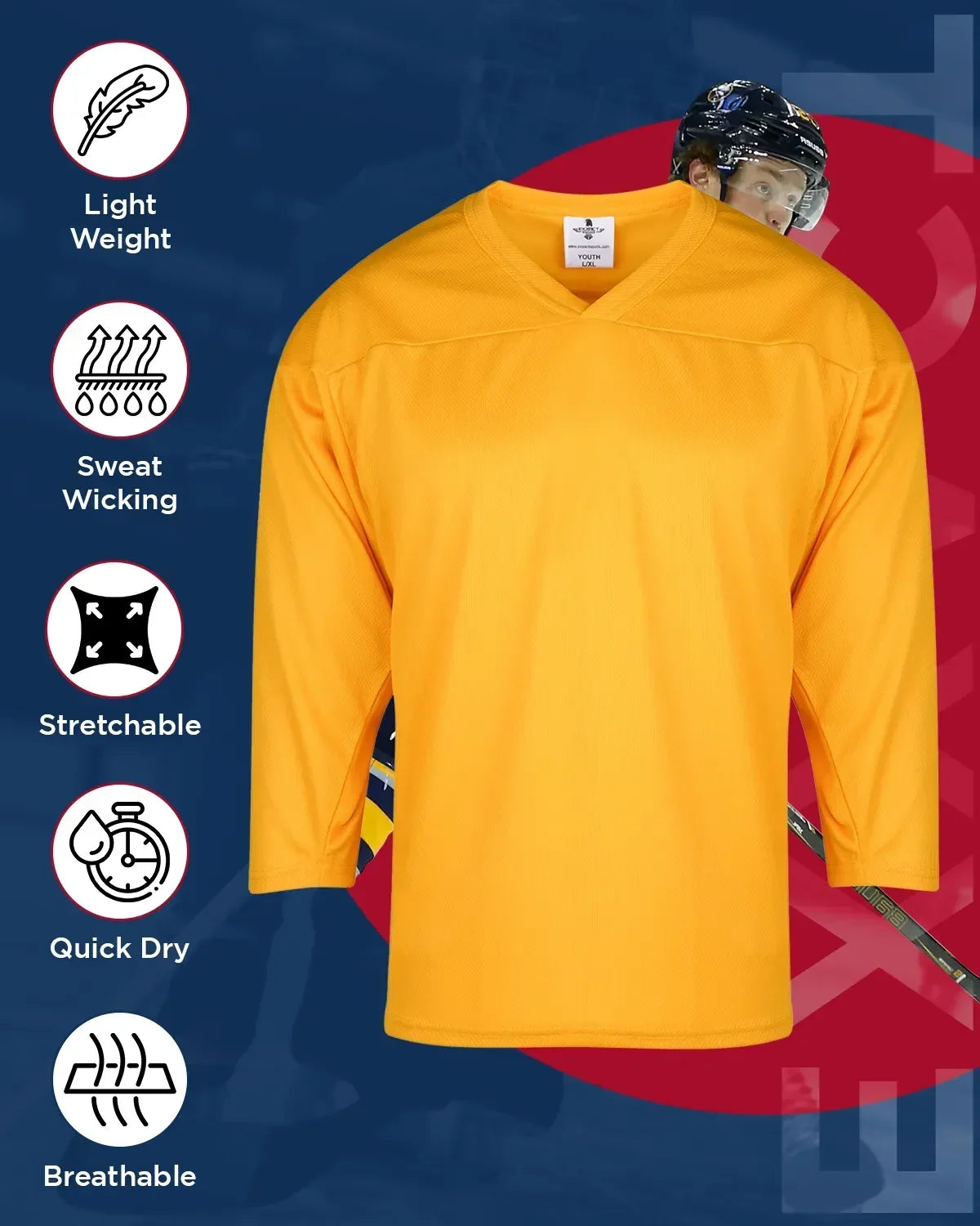 Exxact Sports Boys Hockey Practice Jersey - Gold