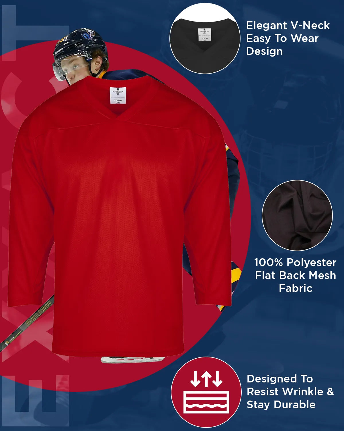 Exxact Sports Boys Hockey Practice Jersey - Red