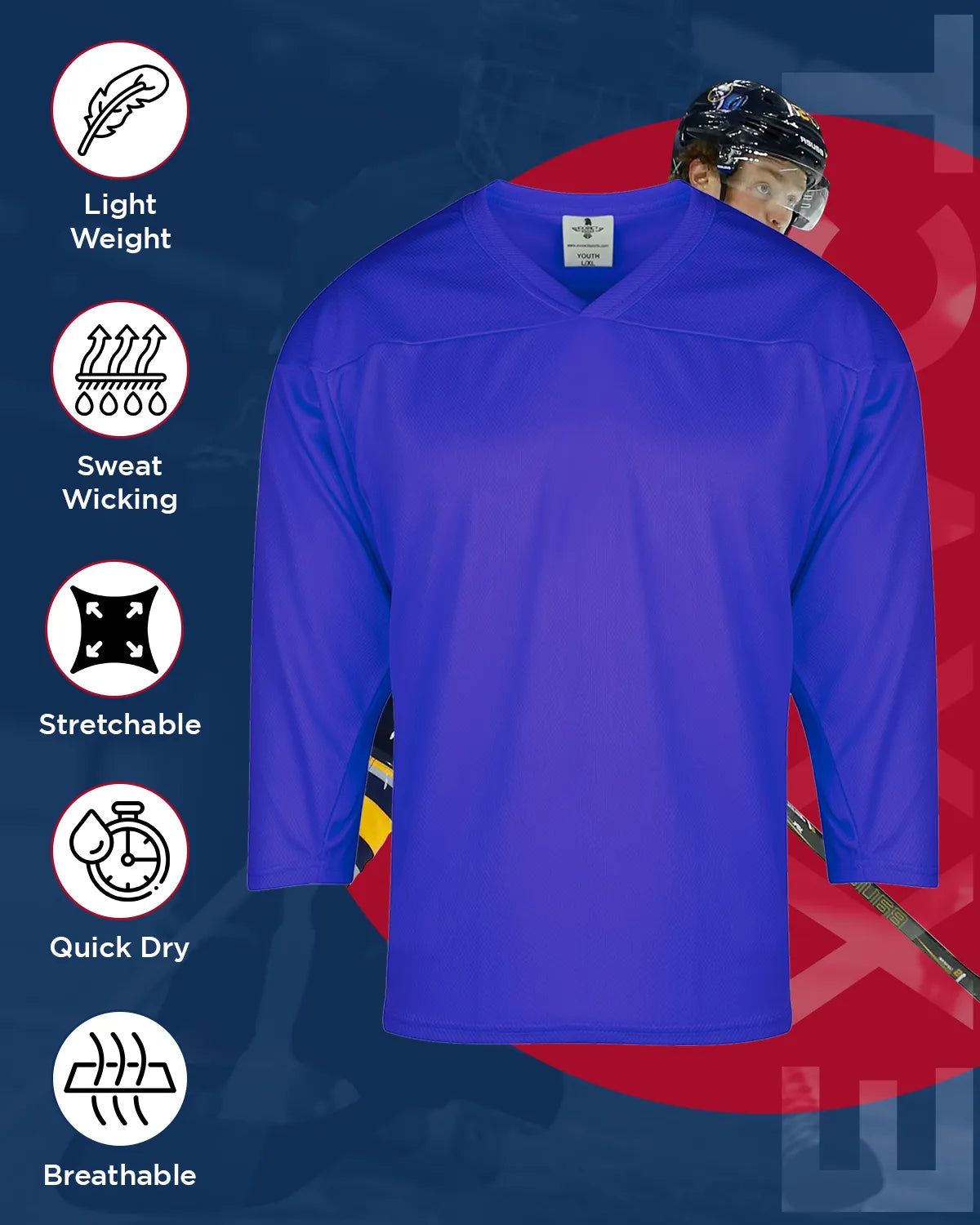 Exxact Sports Boys Hockey Practice Jersey - Royal Blue