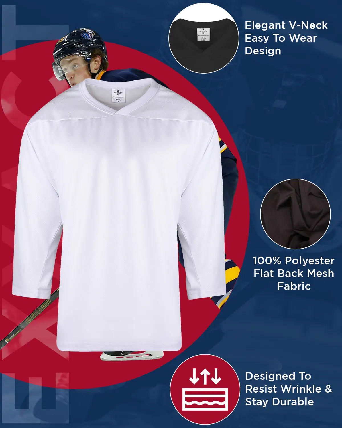 Exxact Sports Boys Hockey Practice Jersey - White