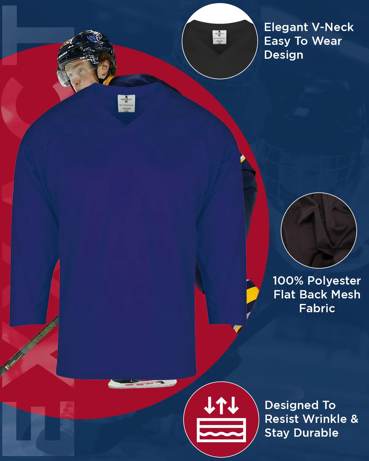 Exxact Sports Boys Navy Hockey Practice Jersey - Small-medium