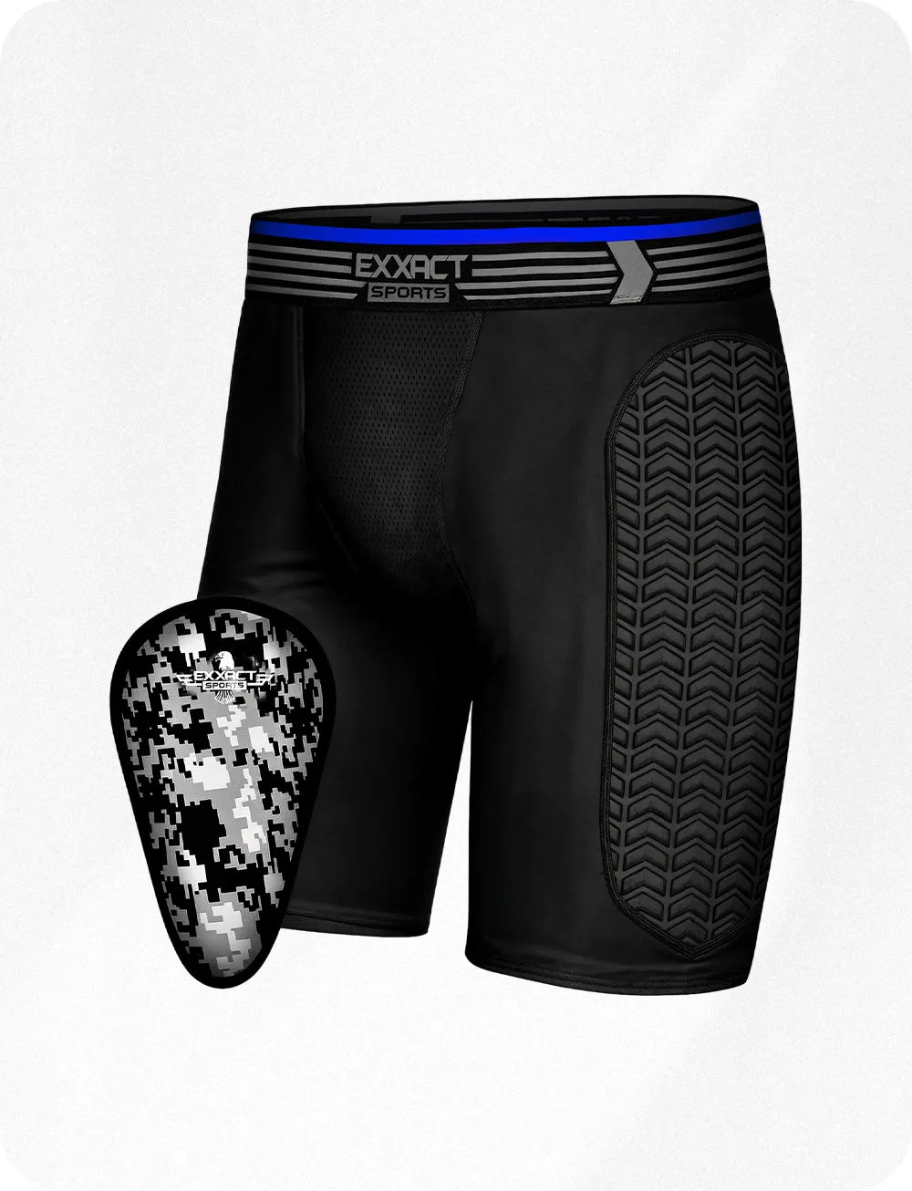 Exxact Sports Boys Padded Compression Sliding Shorts with Soft Athletic Cup - Black