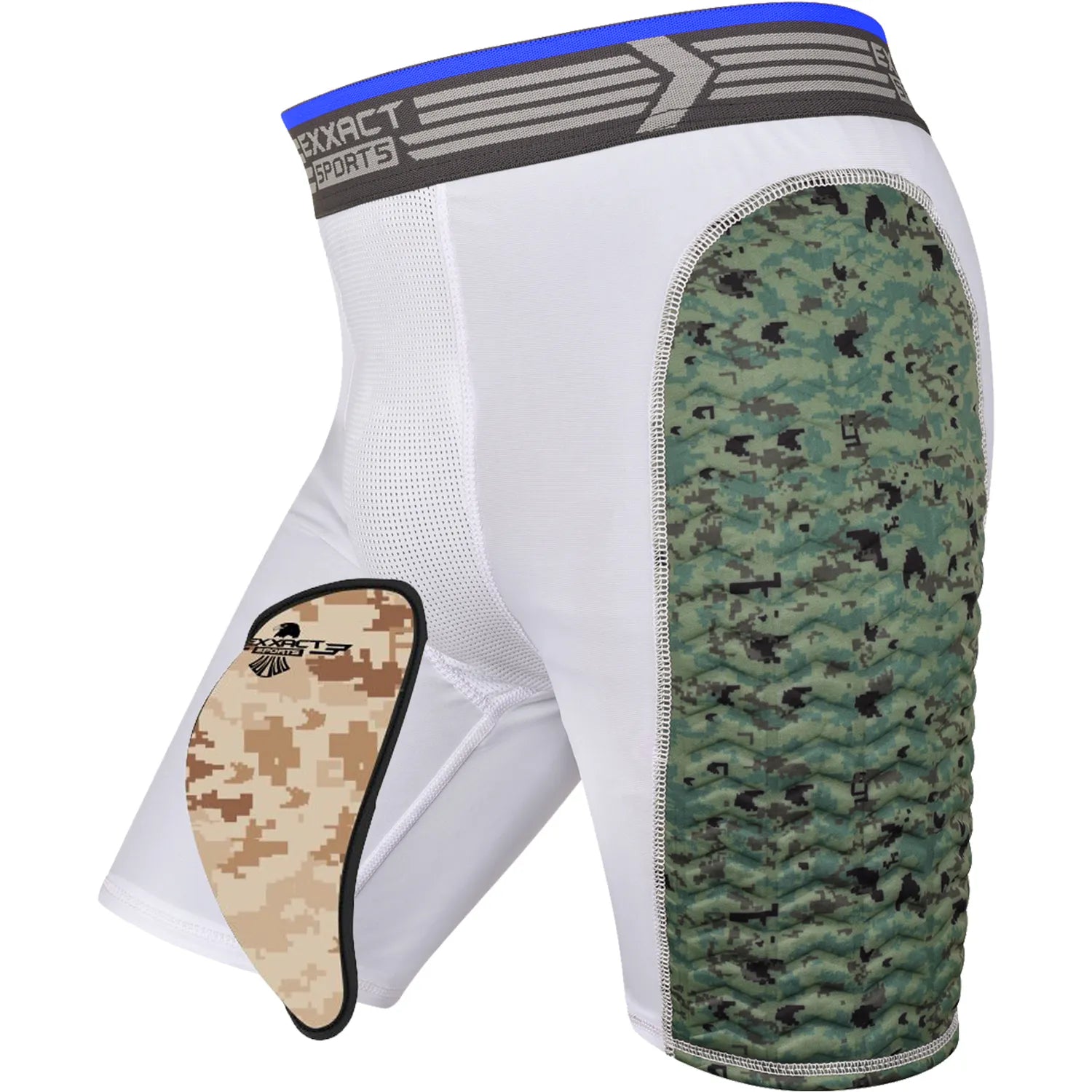 Exxact Sports Boys Padded Compression Sliding Shorts with Soft Athletic Cup - White Green - Small