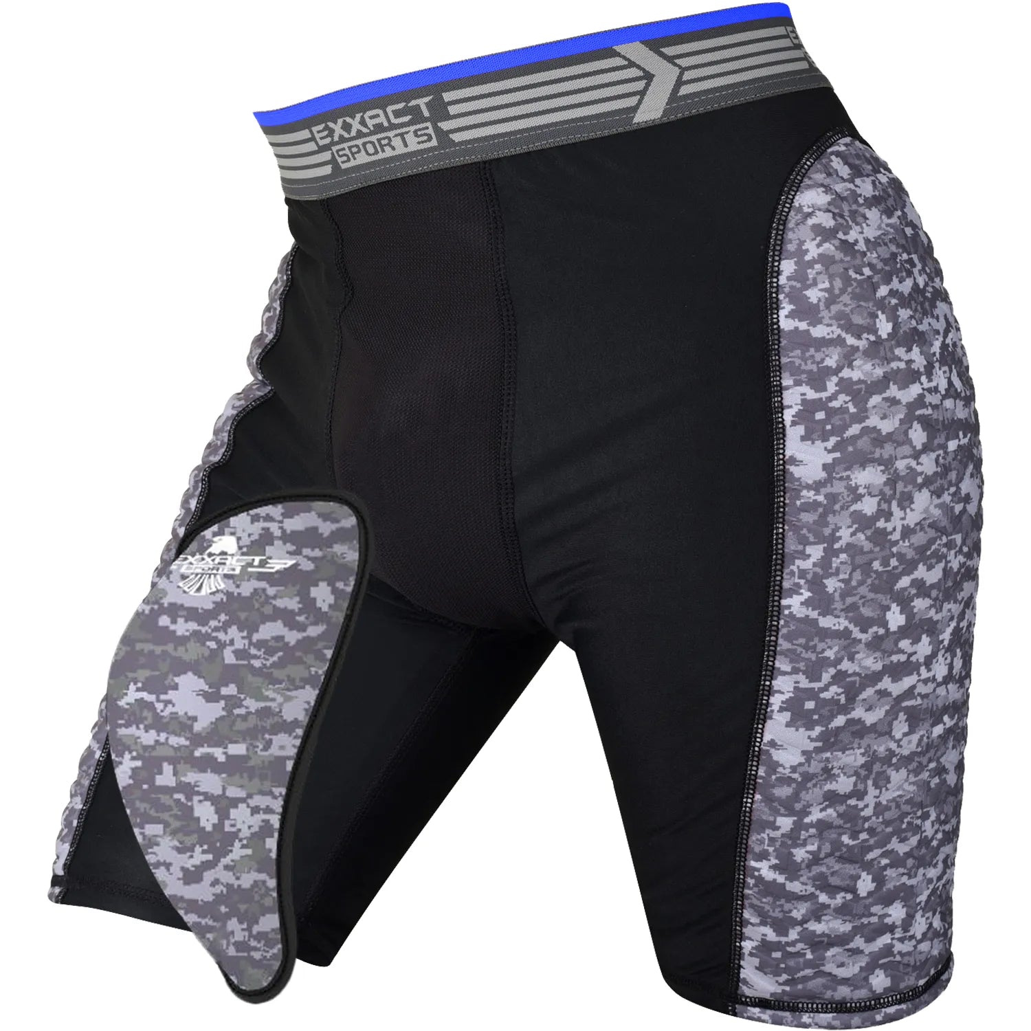 Exxact Sports Boys Padded Compression Sliding Shorts with Soft Athletic Cup - Black Gray - Small