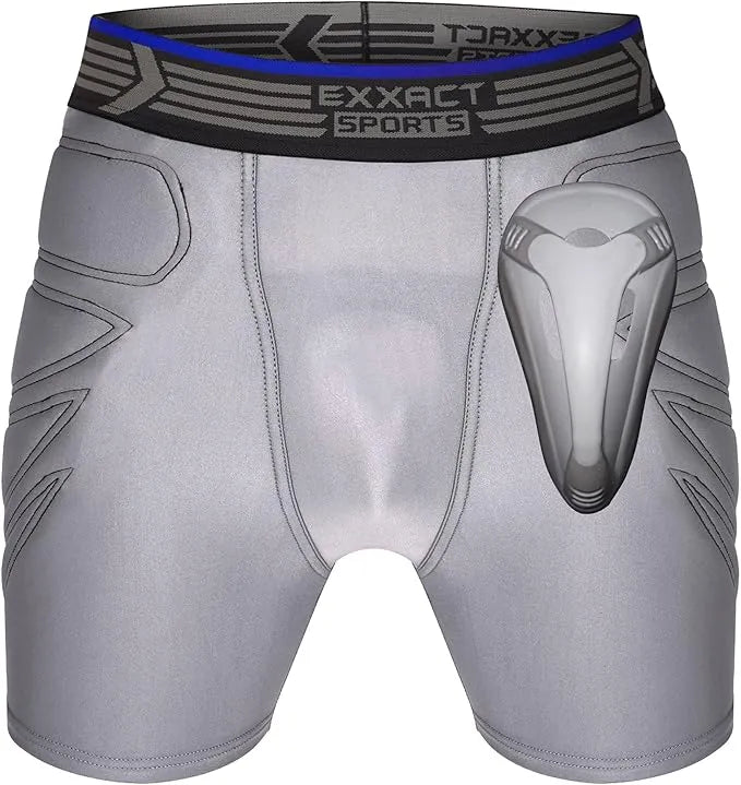 Exxact Sports Boy’s Padded Sliding Shorts with Hard Protective Cup - Gray