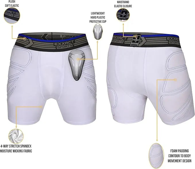 Exxact Sports Boy’s Padded Sliding Shorts with Hard Protective Cup - Black