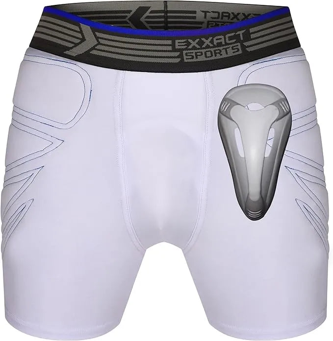 Exxact Sports Boy’s Padded Sliding Shorts with Hard Protective Cup - Black