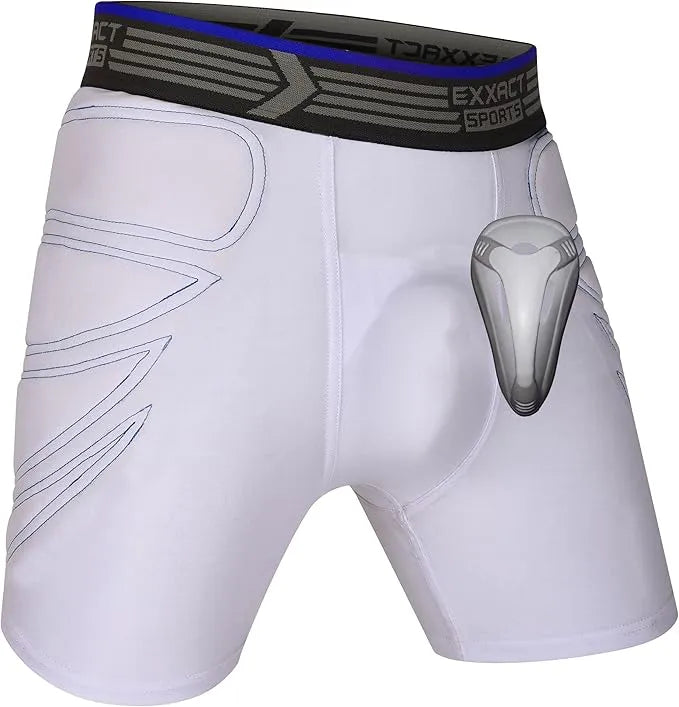 Exxact Sports Boy’s Padded Sliding Shorts with Hard Protective Cup - Black