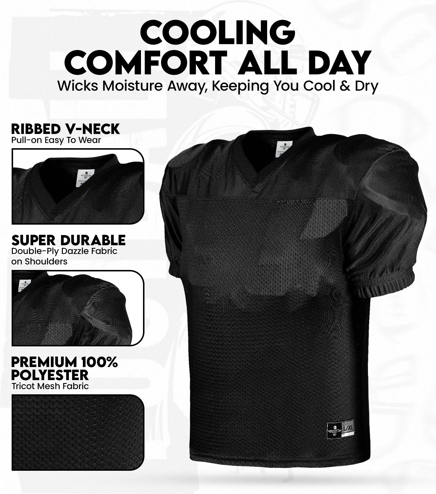 Exxact Sports Boys Youth Football Practice Jersey - Black