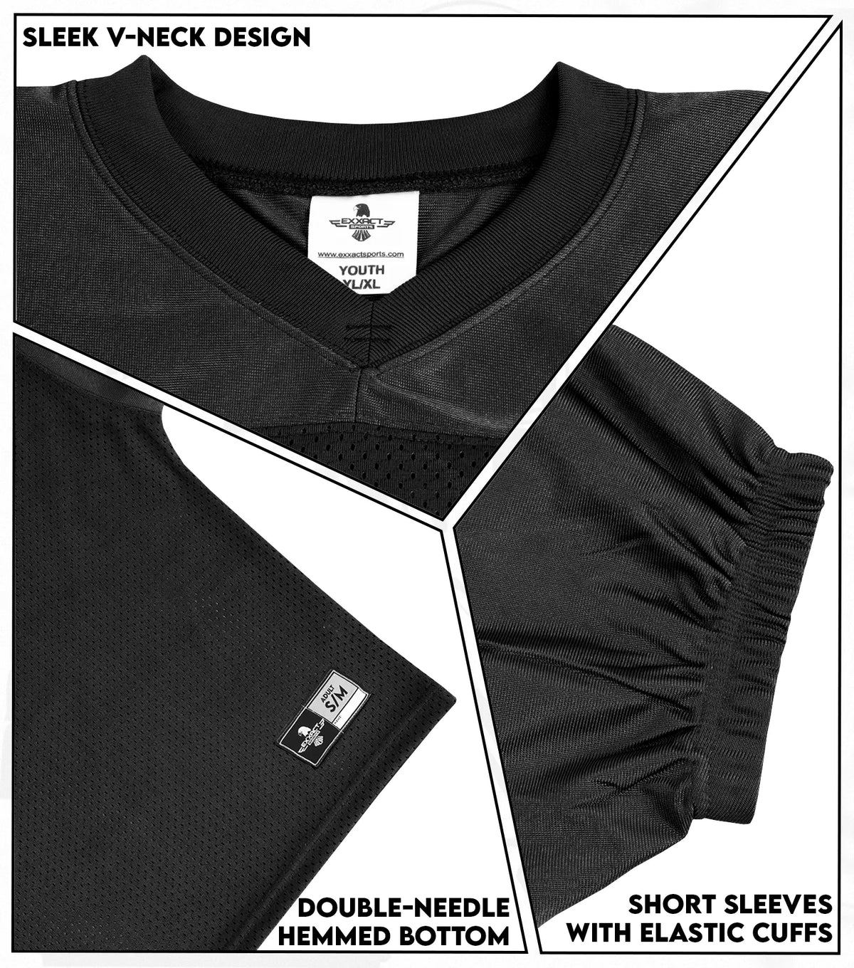 Exxact Sports Boys Youth Football Practice Jersey - Black