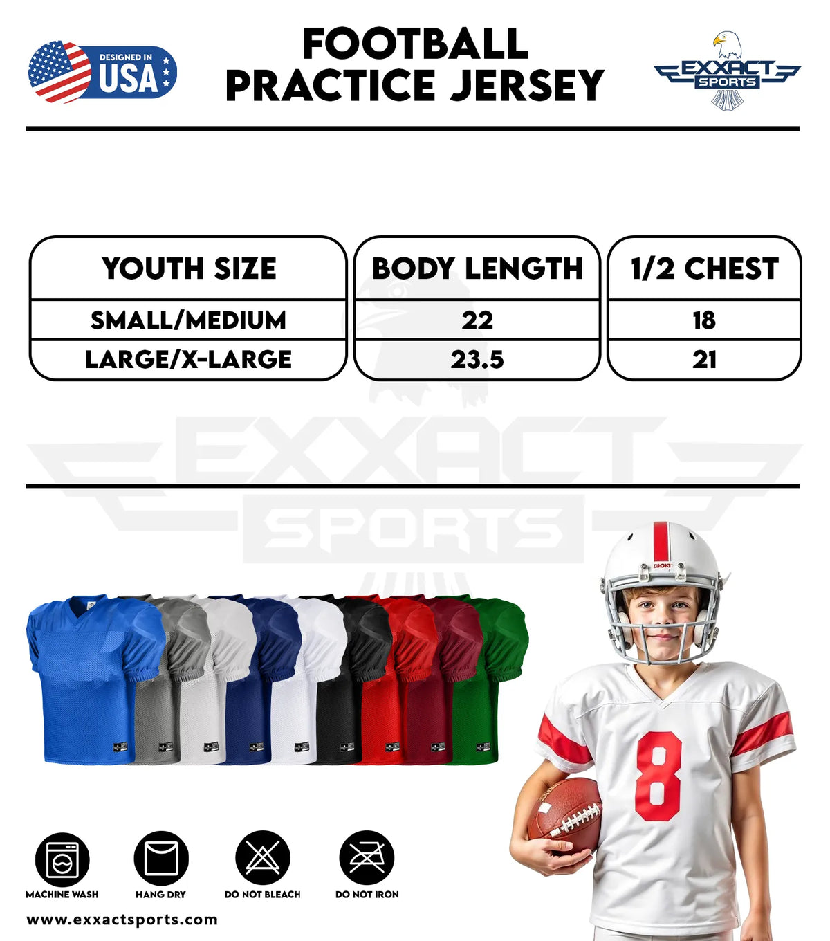 Exxact Sports Boys Youth Football Practice Jersey - Maroon