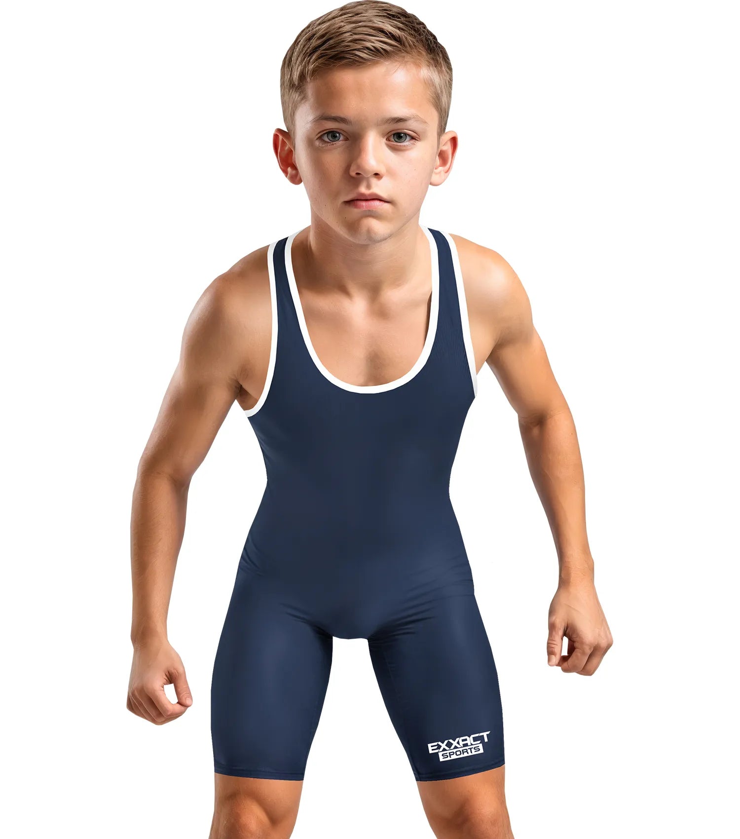 Exxact Sports Boys Youth Plain Navy Wrestling Singlets Powerlifting Singlet