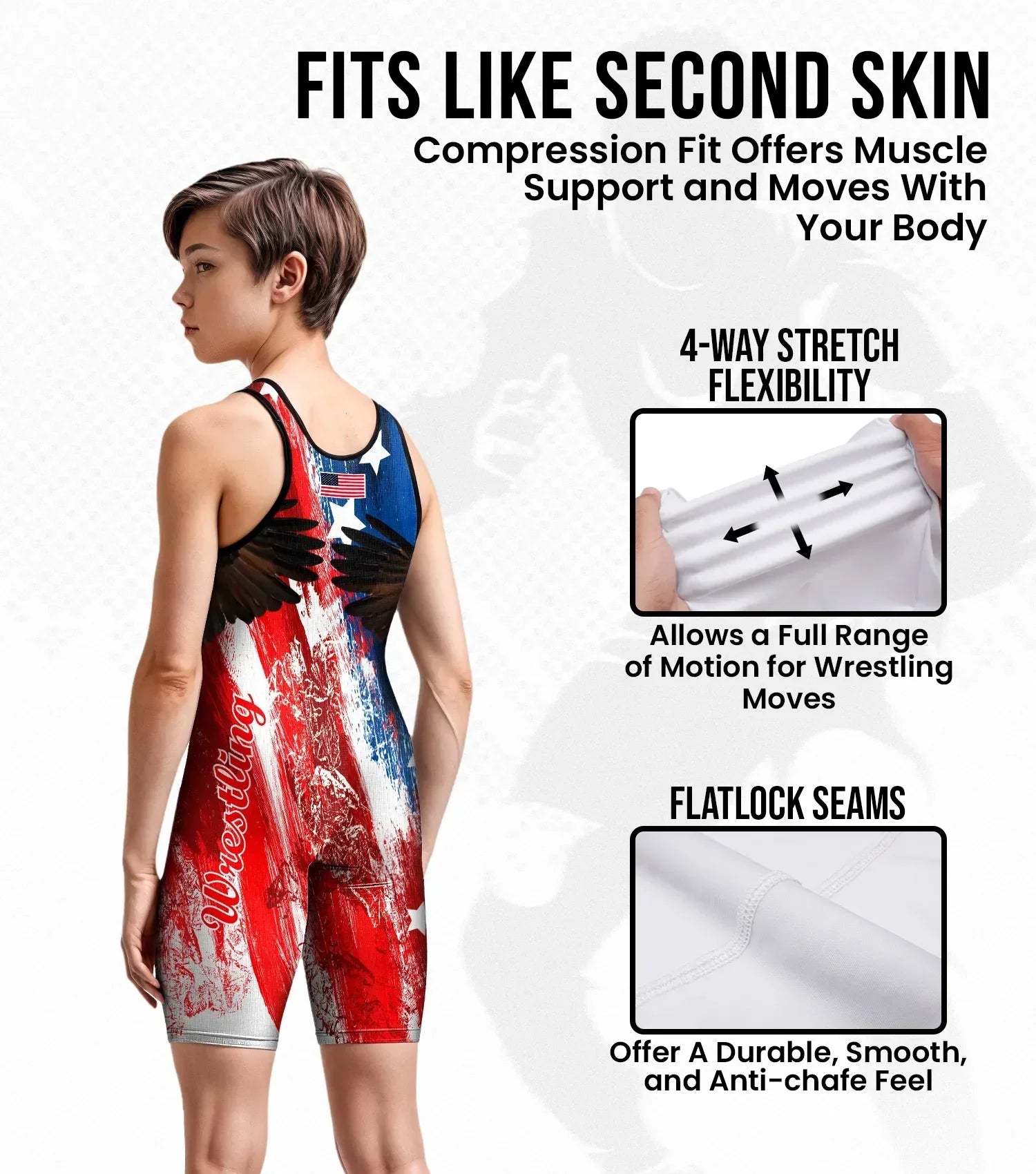 Exxact Sports Boys Youth Sublimated Wrestling Singlets - Brushy Usa