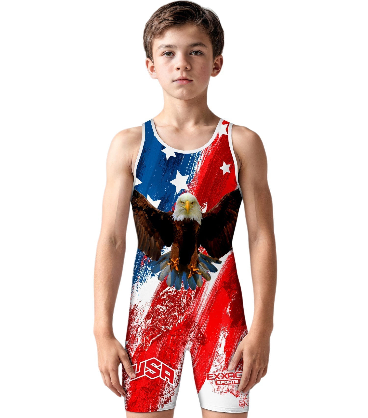 Exxact Sports Boys Youth Sublimated Wrestling Singlets - Brushy Usa