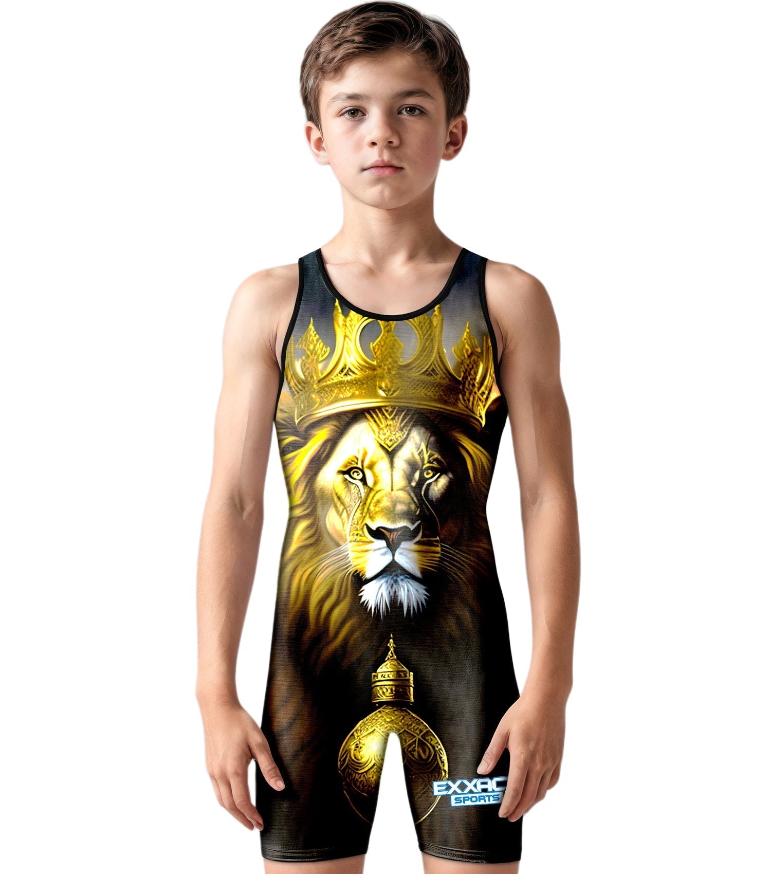Exxact Sports Boys Youth Sublimated Wrestling Singlets - Lion
