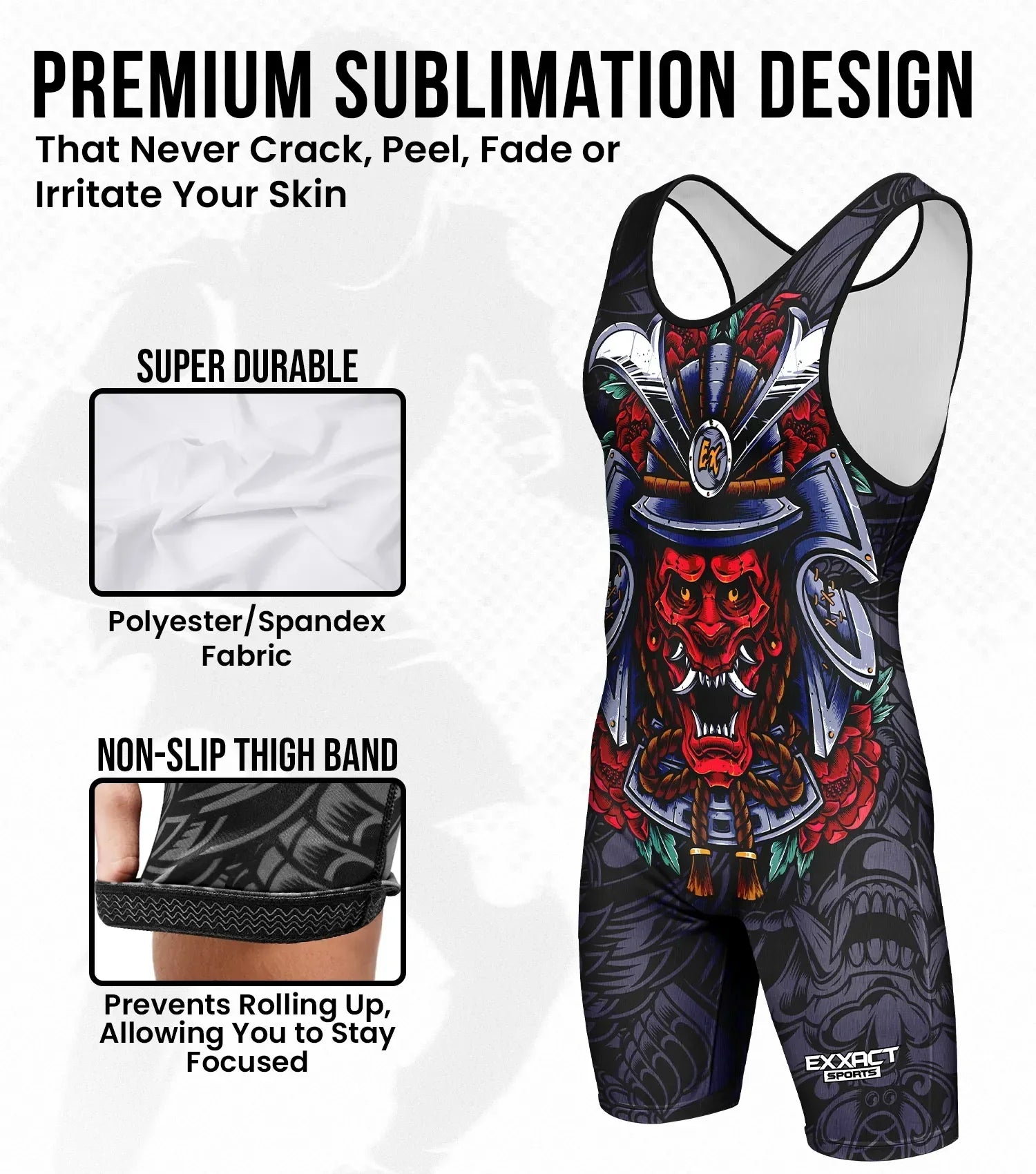 Exxact Sports Boys Youth Sublimated Wrestling Singlets - Samurai