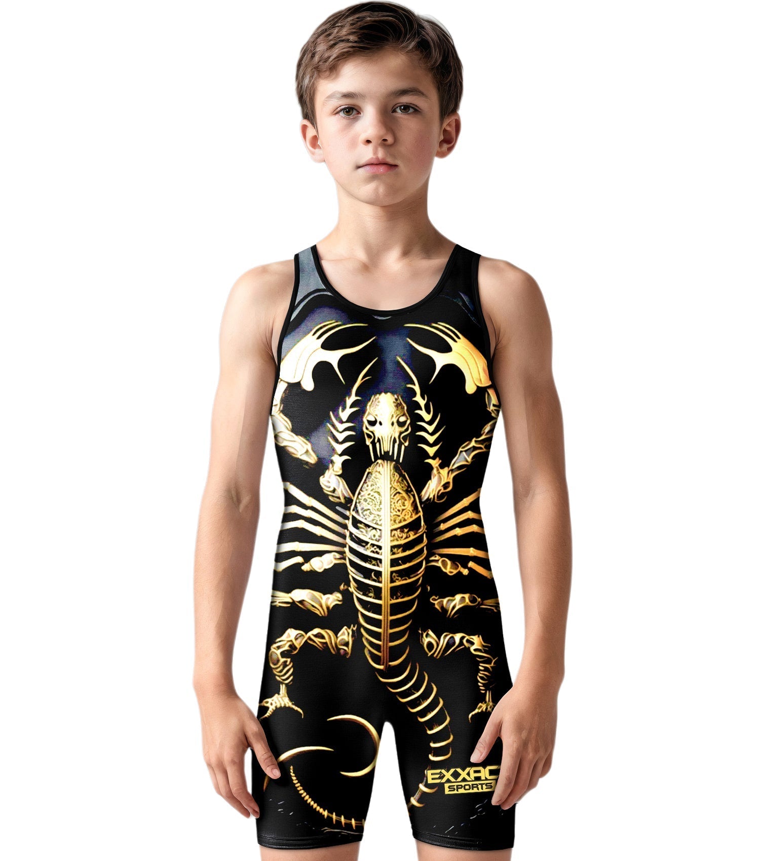 Exxact Sports Boys Youth Sublimated Wrestling Singlets - Scorpion