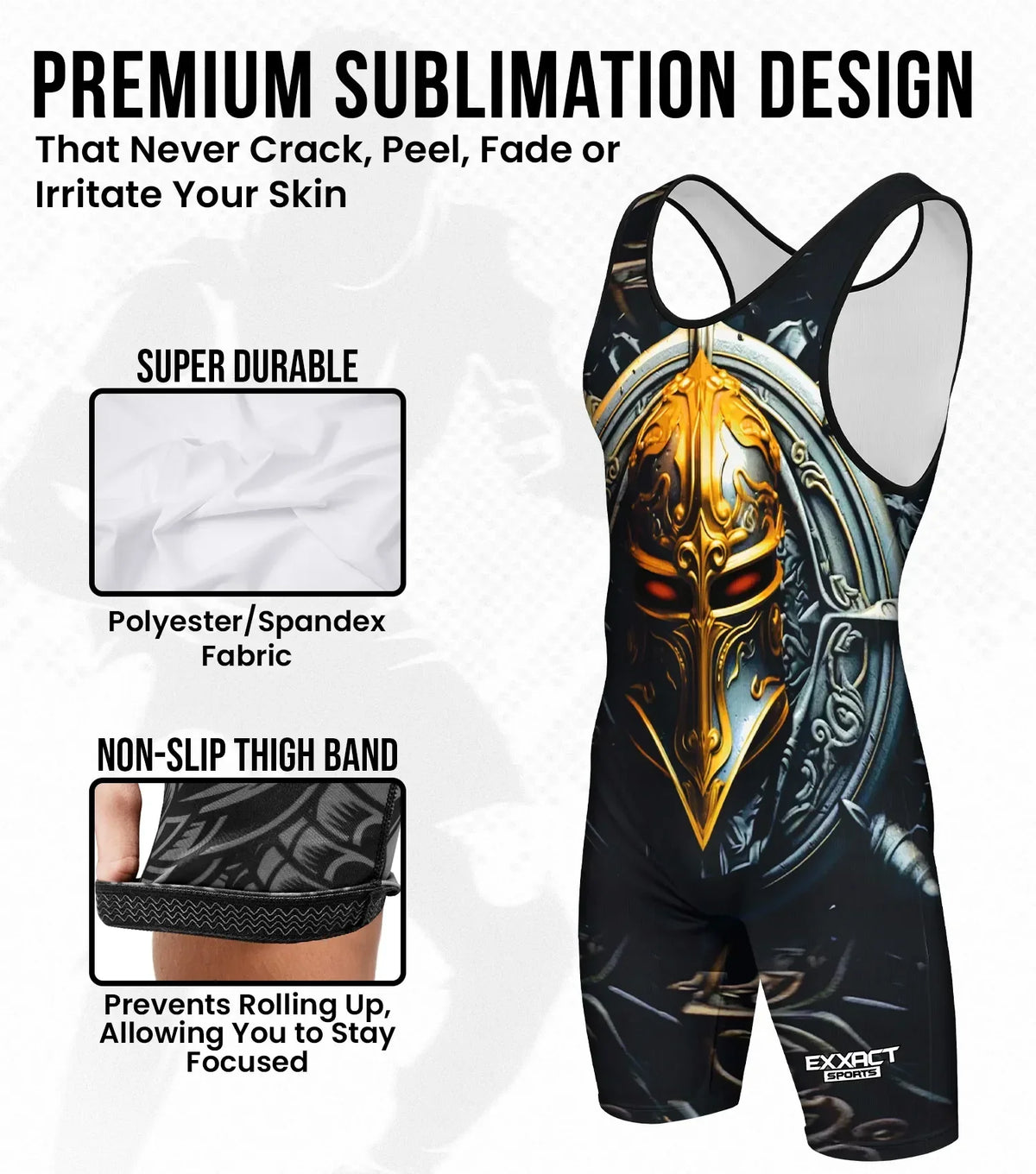 Exxact Sports Boys Youth Sublimated Wrestling Singlets - Spartans