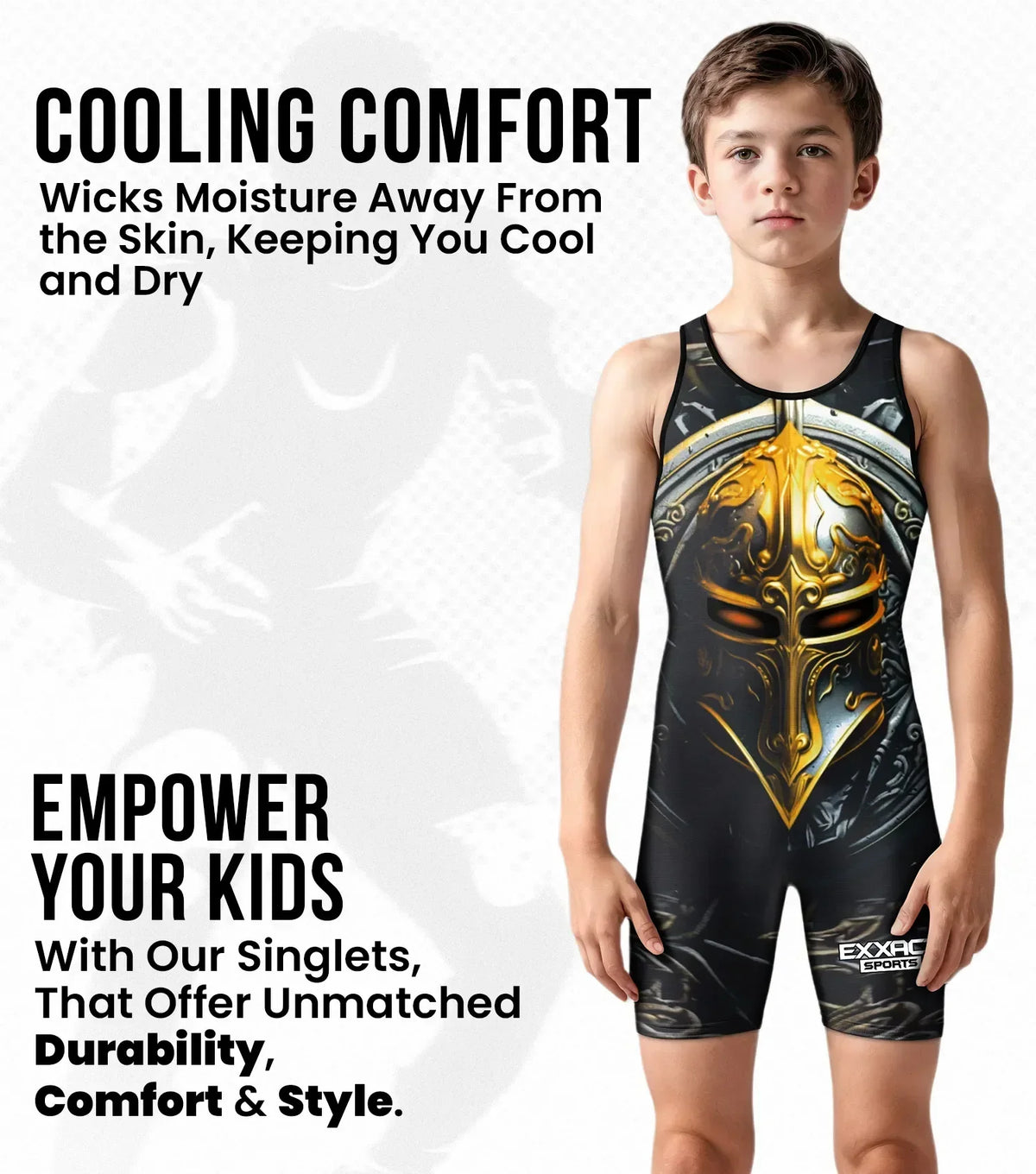 Exxact Sports Boys Youth Sublimated Wrestling Singlets - Spartans