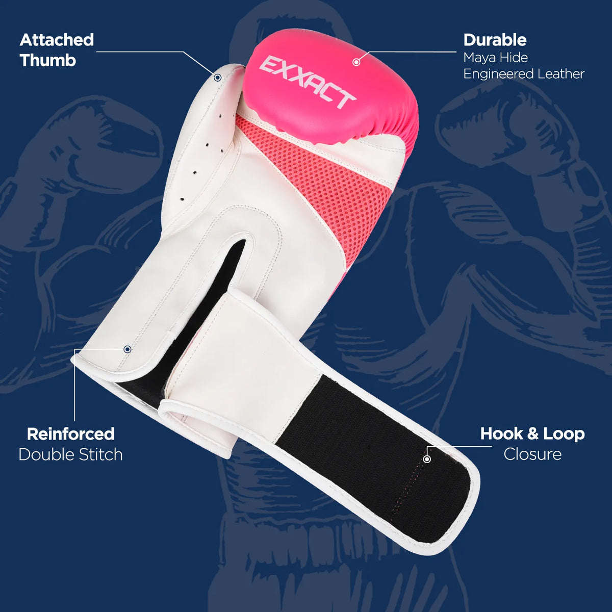 Exxact Sports Clash Boxing Gloves for Men & Women - Baby Pink White
