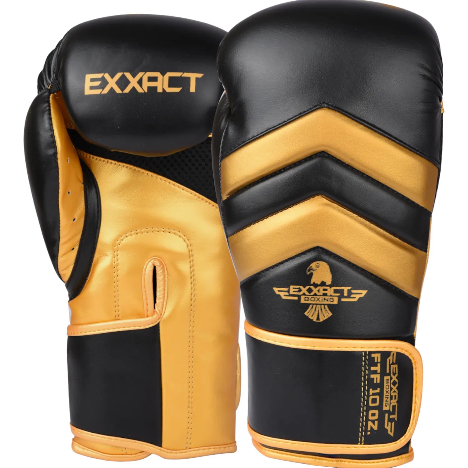 Exxact Sports Clash Boxing Gloves for Men & Women - Black Gold - 10 Oz