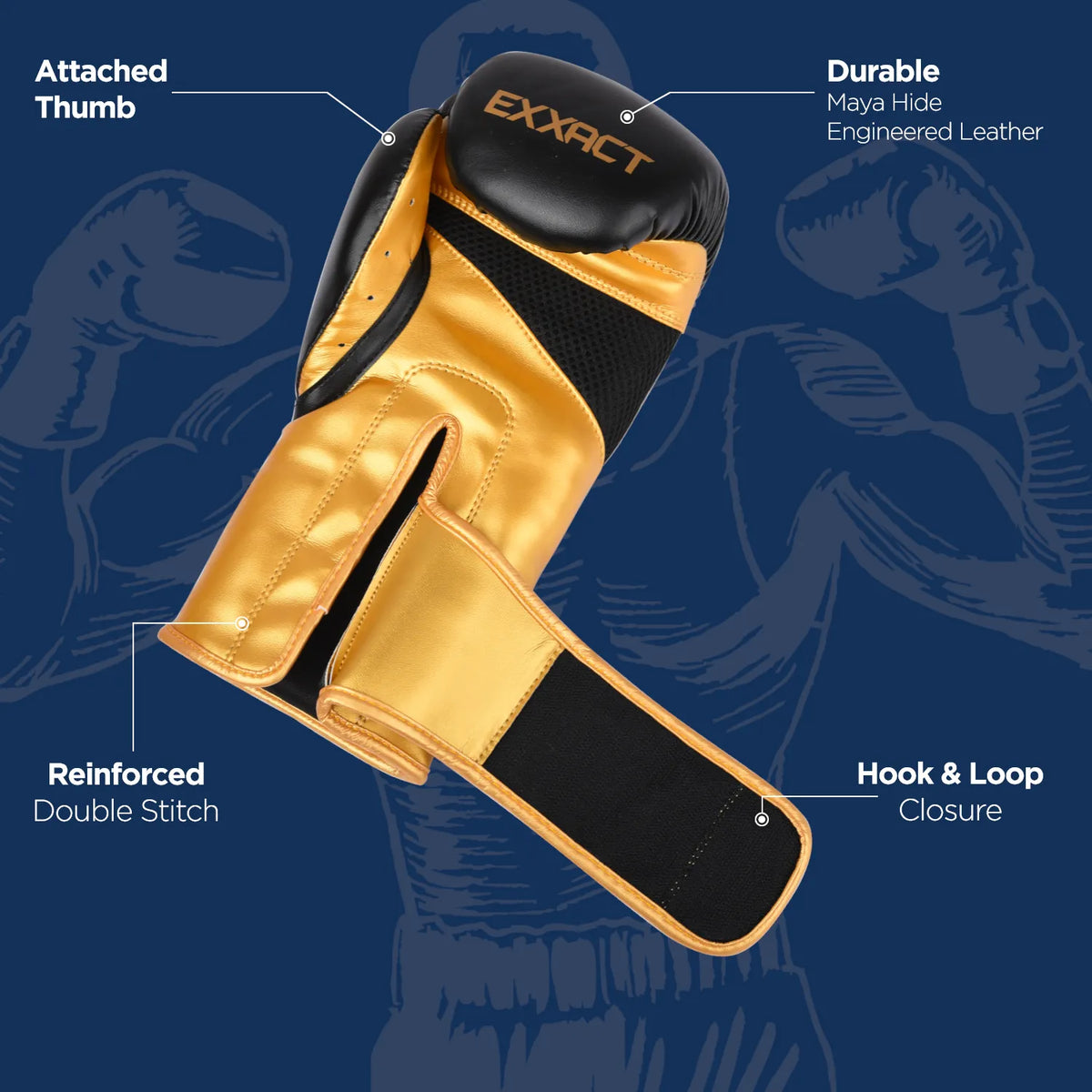 Exxact Sports Clash Boxing Gloves for Men & Women - Black Gold
