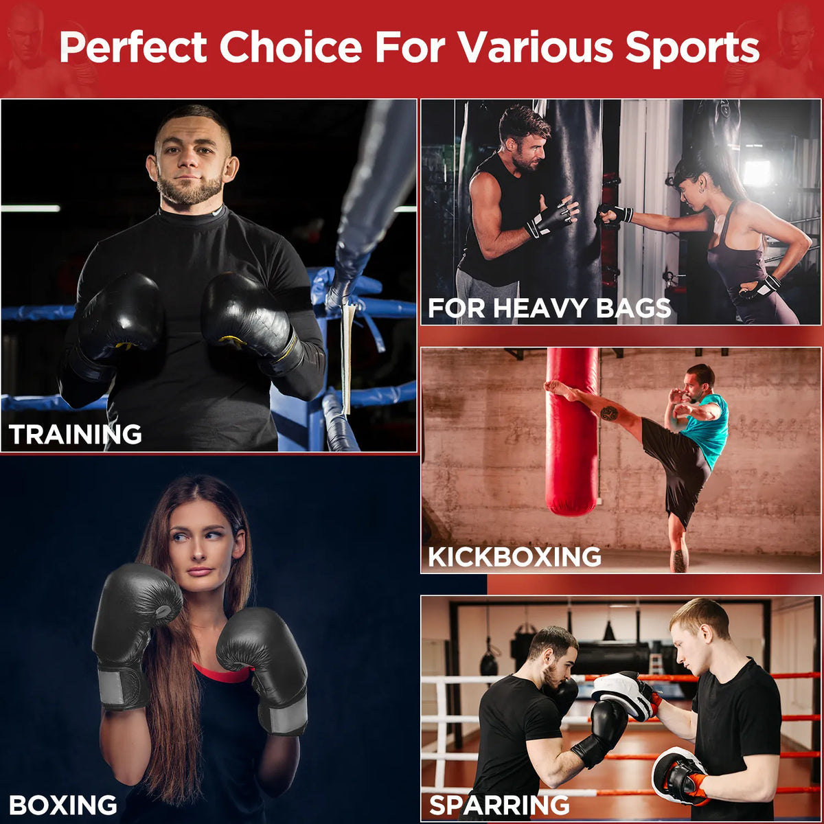 Exxact Sports Clash Boxing Gloves for Men & Women - Black