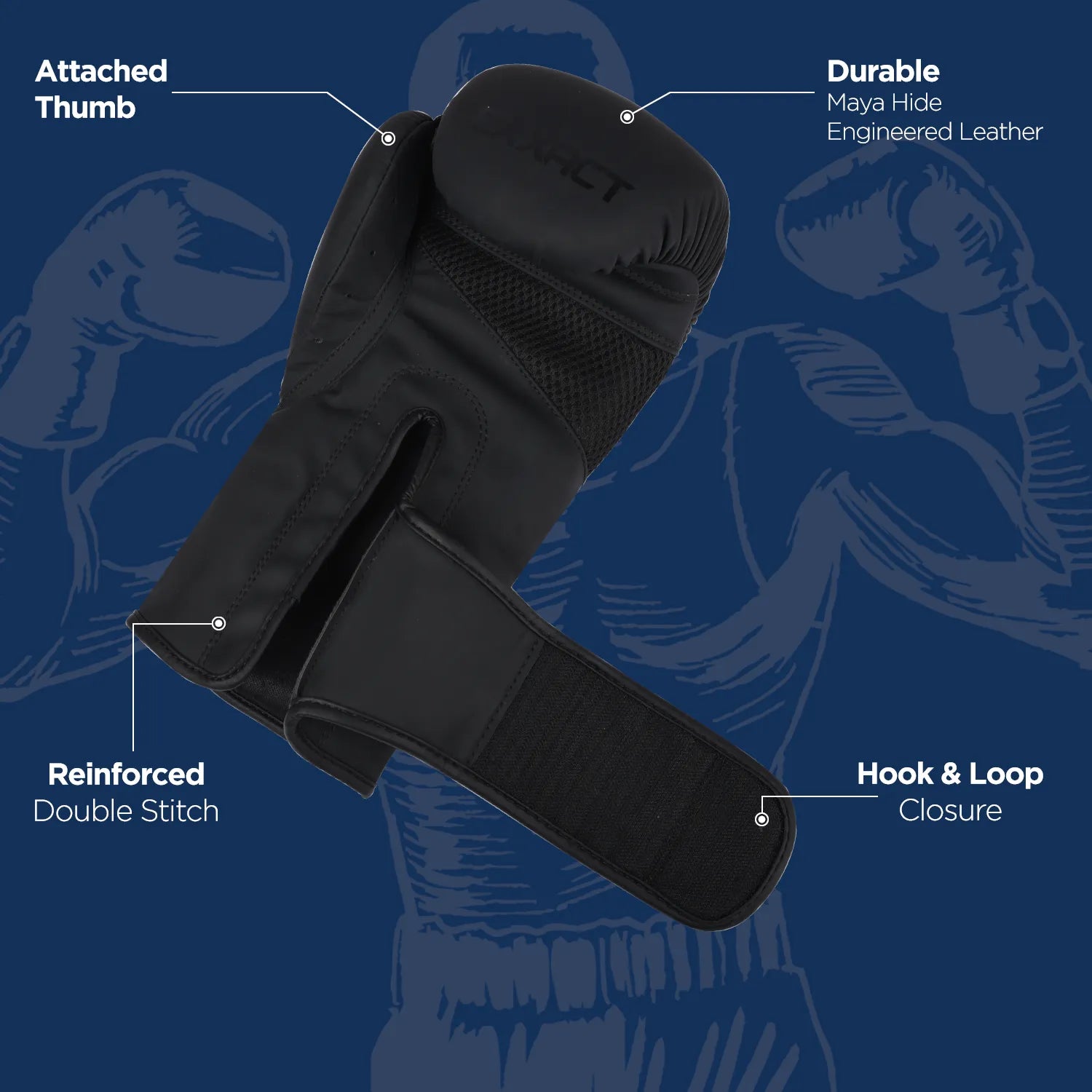 Exxact Sports Clash Boxing Gloves for Men & Women - Black - 10 Oz