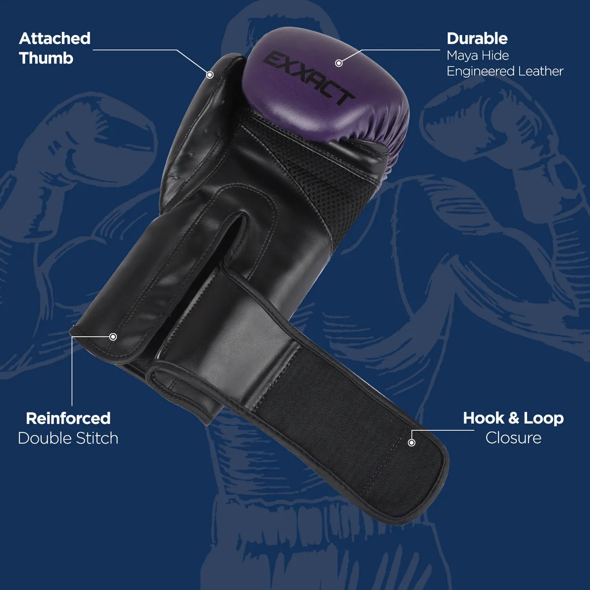 Exxact Sports Clash Boxing Gloves for Men & Women - Purple Black