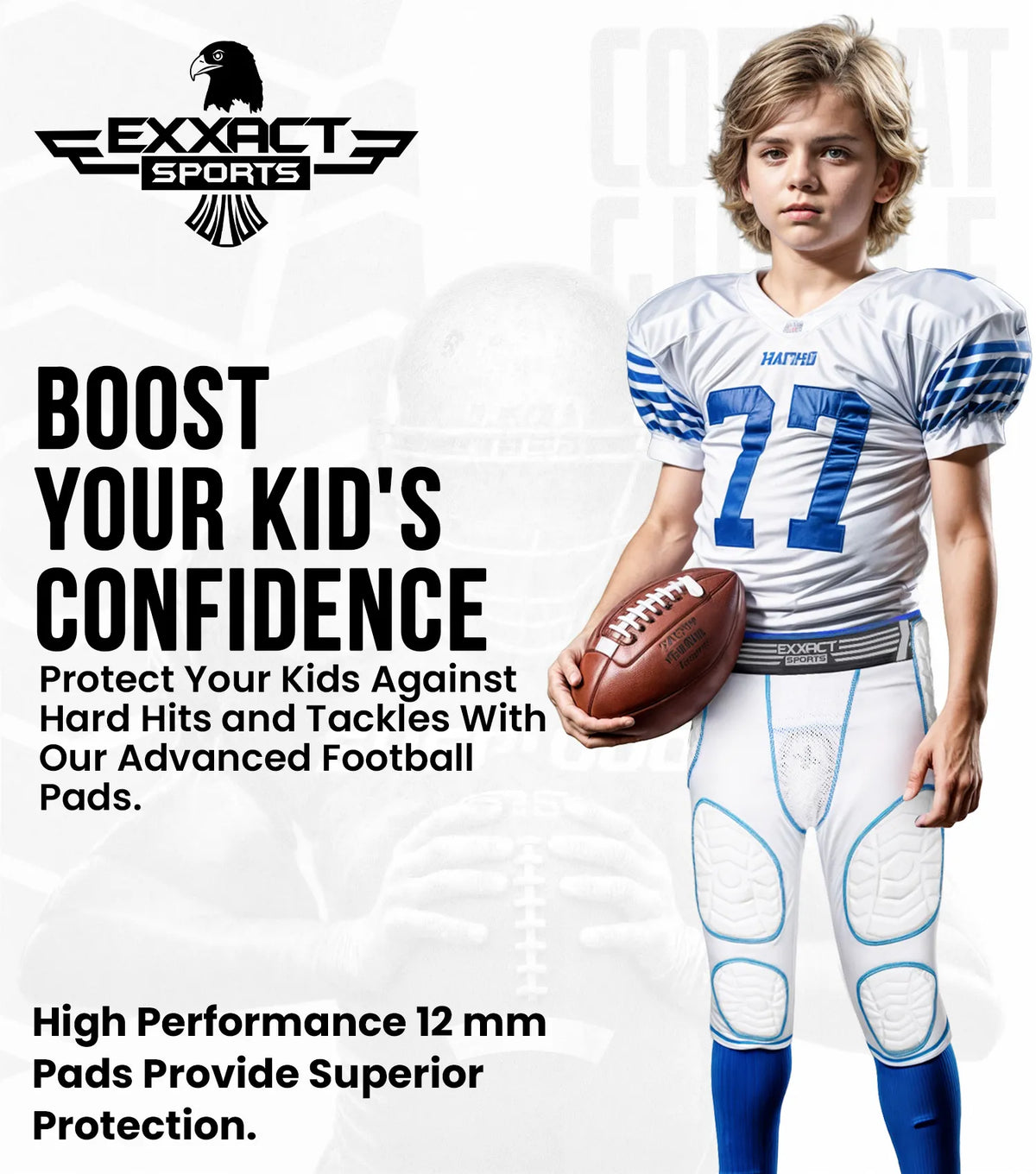 Exxact Sports Combat 7 Pads Boys Football Girdle with Cup Pocke Youth - Black