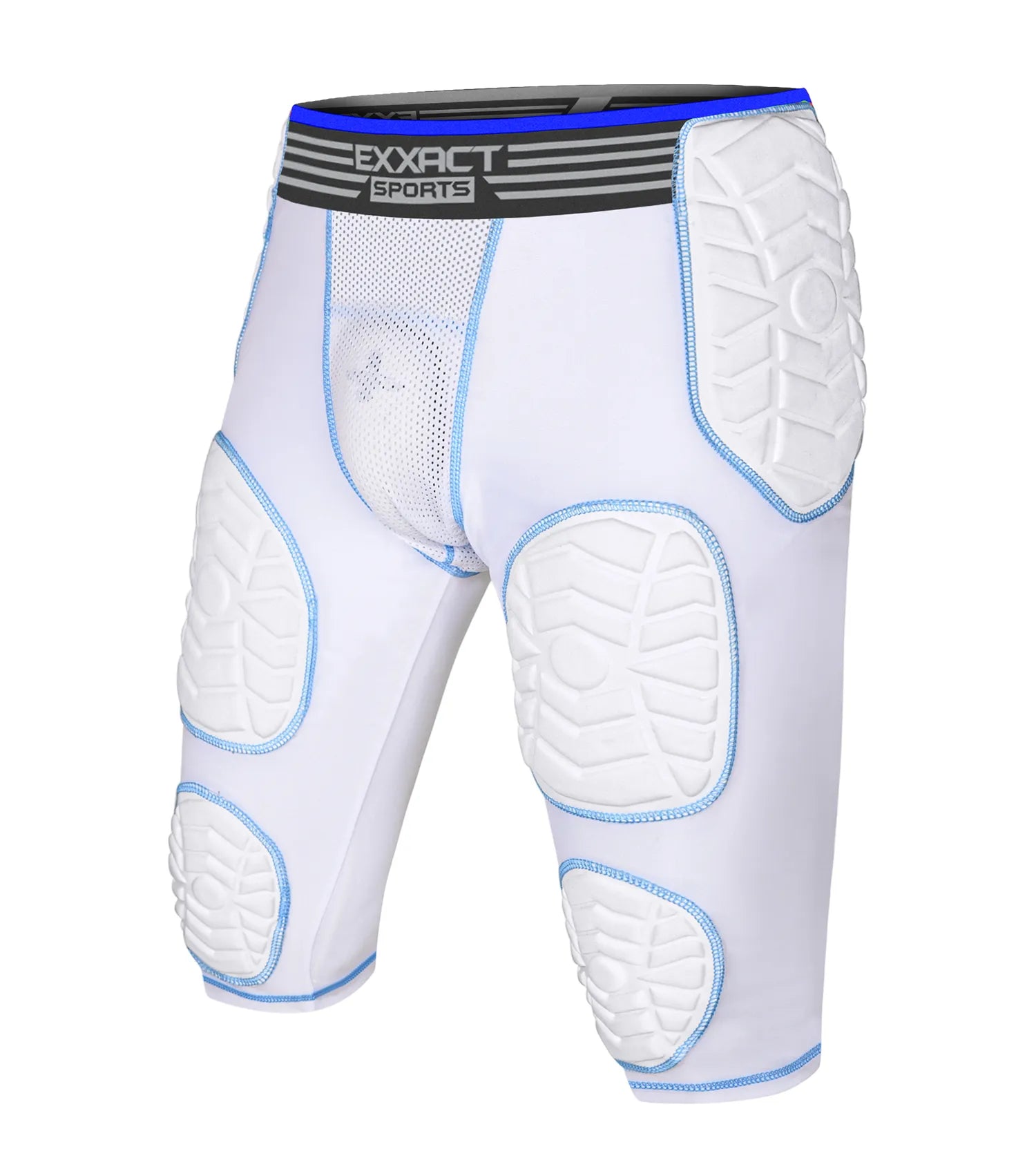 Exxact Sports Combat 7 Pads Boys Football Girdle with Cup Pocket Youth - White