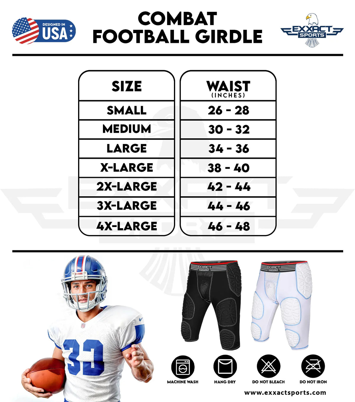 Exxact Sports Combat 7 Pads Men’s Football Girdle with Cup Pocket Adult - Black