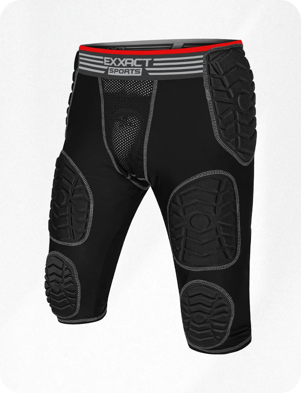 Exxact Sports Combat 7 Pads Men’s Football Girdle with Cup Pocket Adult - Black