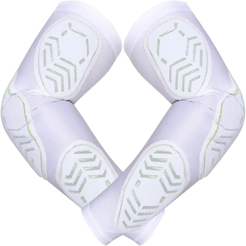 Exxact Sports Compression 3-padded Arm Sleeve Football & Baseball 1 Pair Adult - White - Small/medium