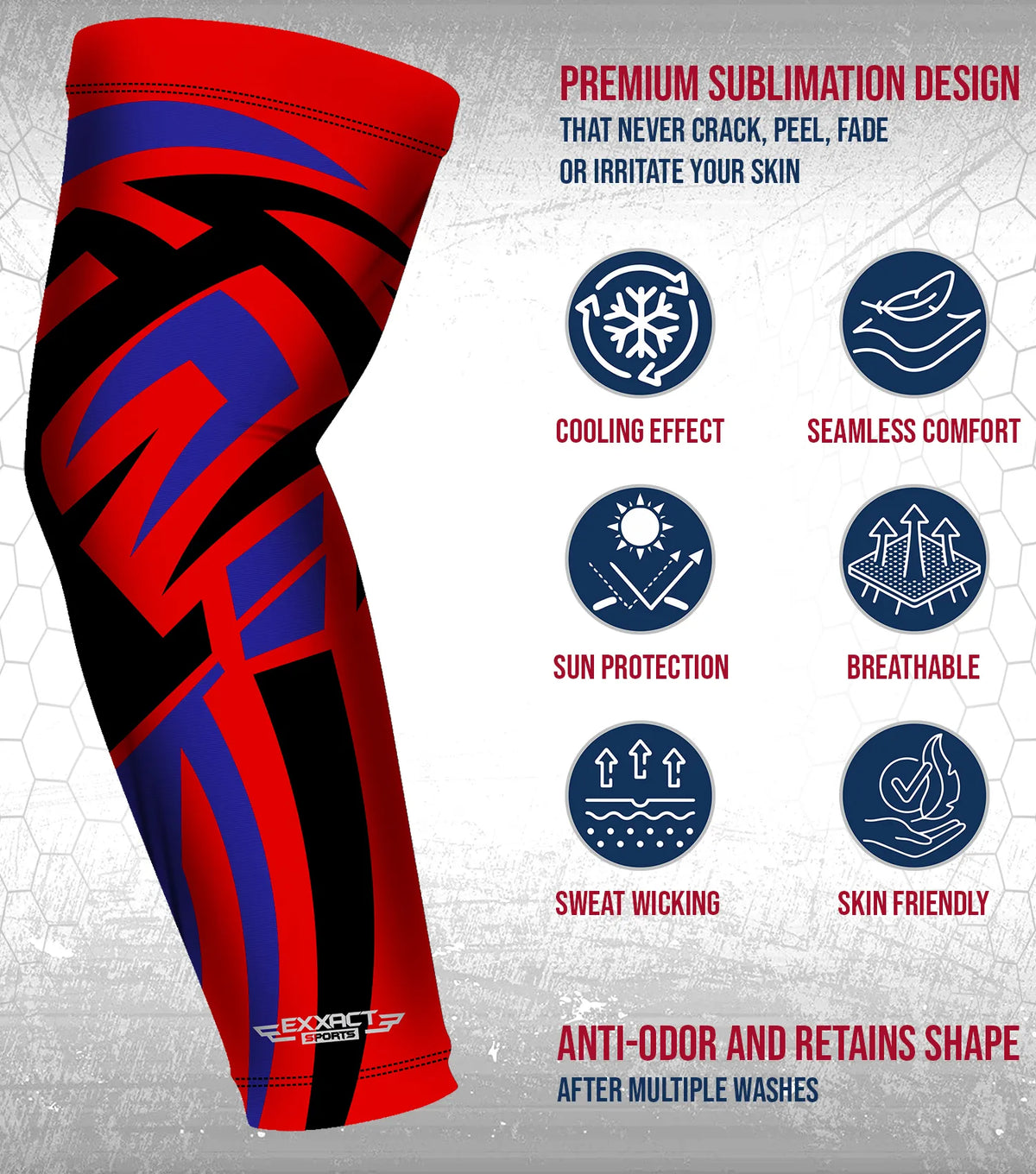 Exxact Sports Compression Arm Sleeves for Mens & Womens Youth Adult 1 Pair - Red Tattoo