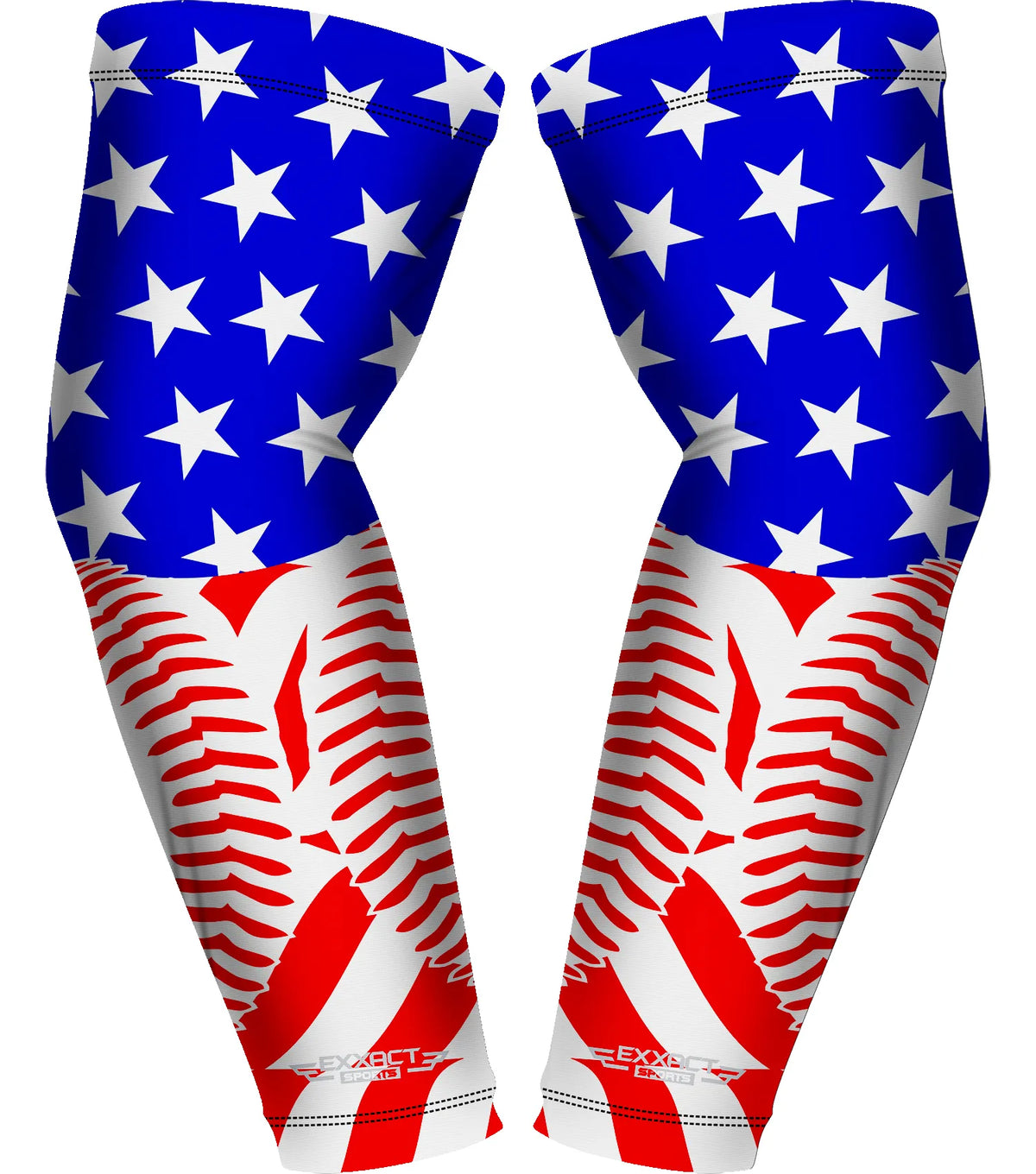 Exxact Sports Compression Arm Sleeves for Mens & Womens Youth Adult 1 Pair - Usa Baseball Flag