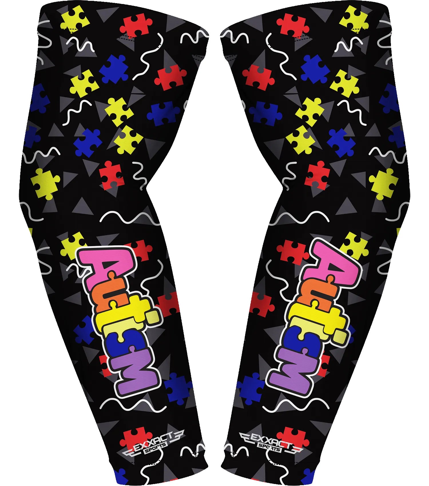 Exxact Sports Compression Arm Sleeves for Mens & Womens Youth Adult 1 Pair - Autism