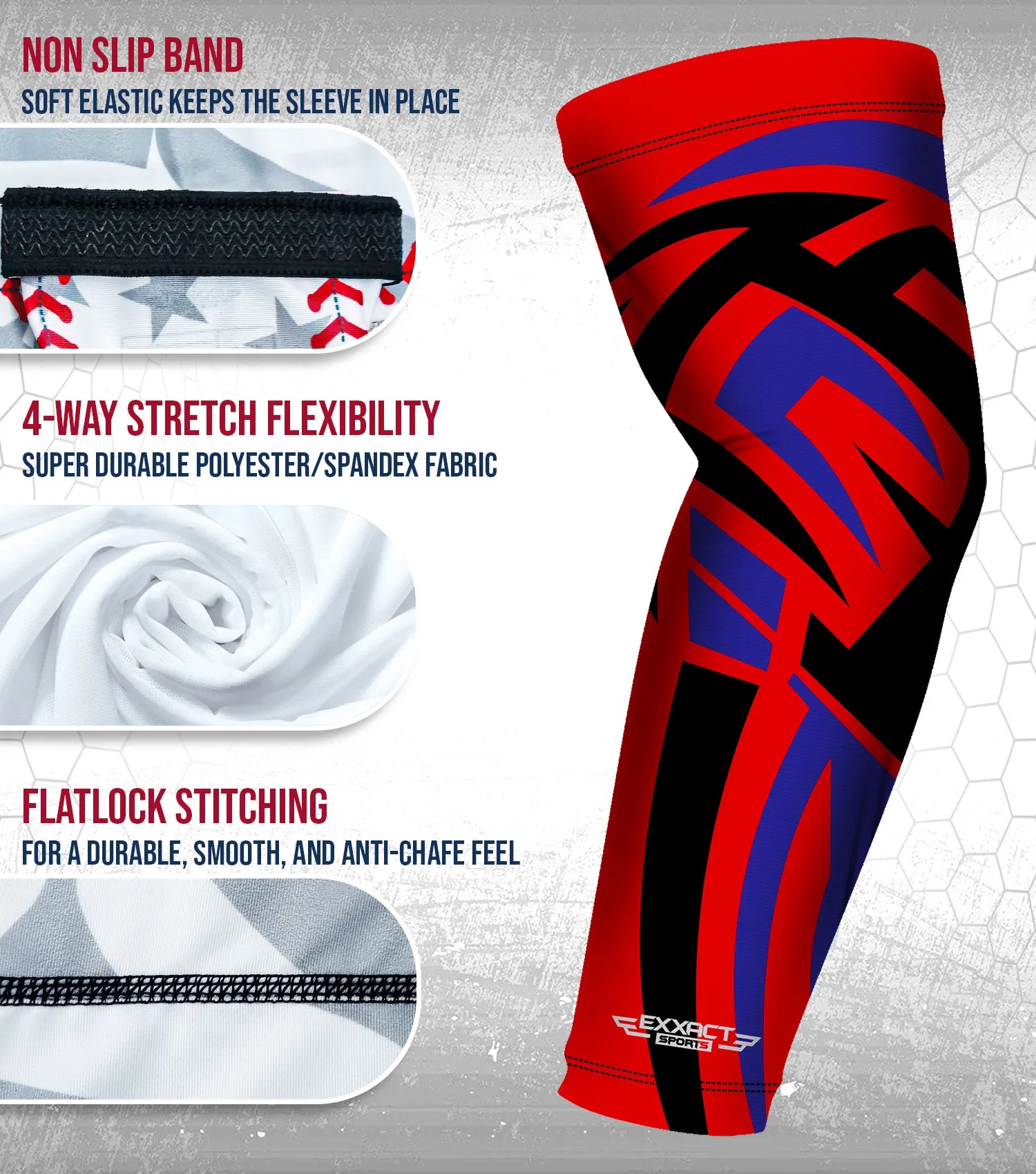 Exxact Sports Compression Arm Sleeves for Mens & Womens Youth Adult 1 Pair - Red Tattoo