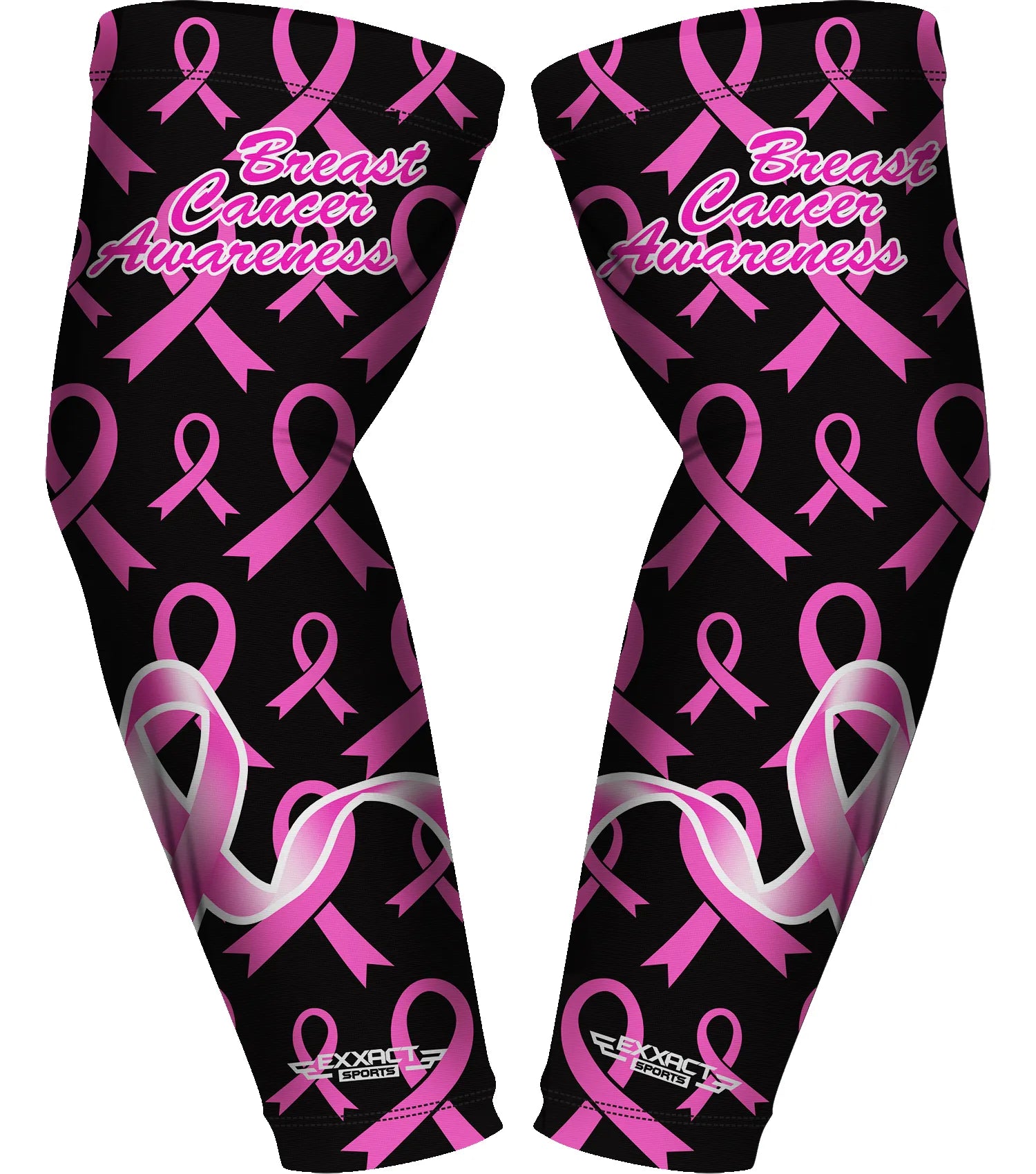 Exxact Sports Compression Arm Sleeves for Mens & Womens Youth Adult 1 Pair - Breast Cancer