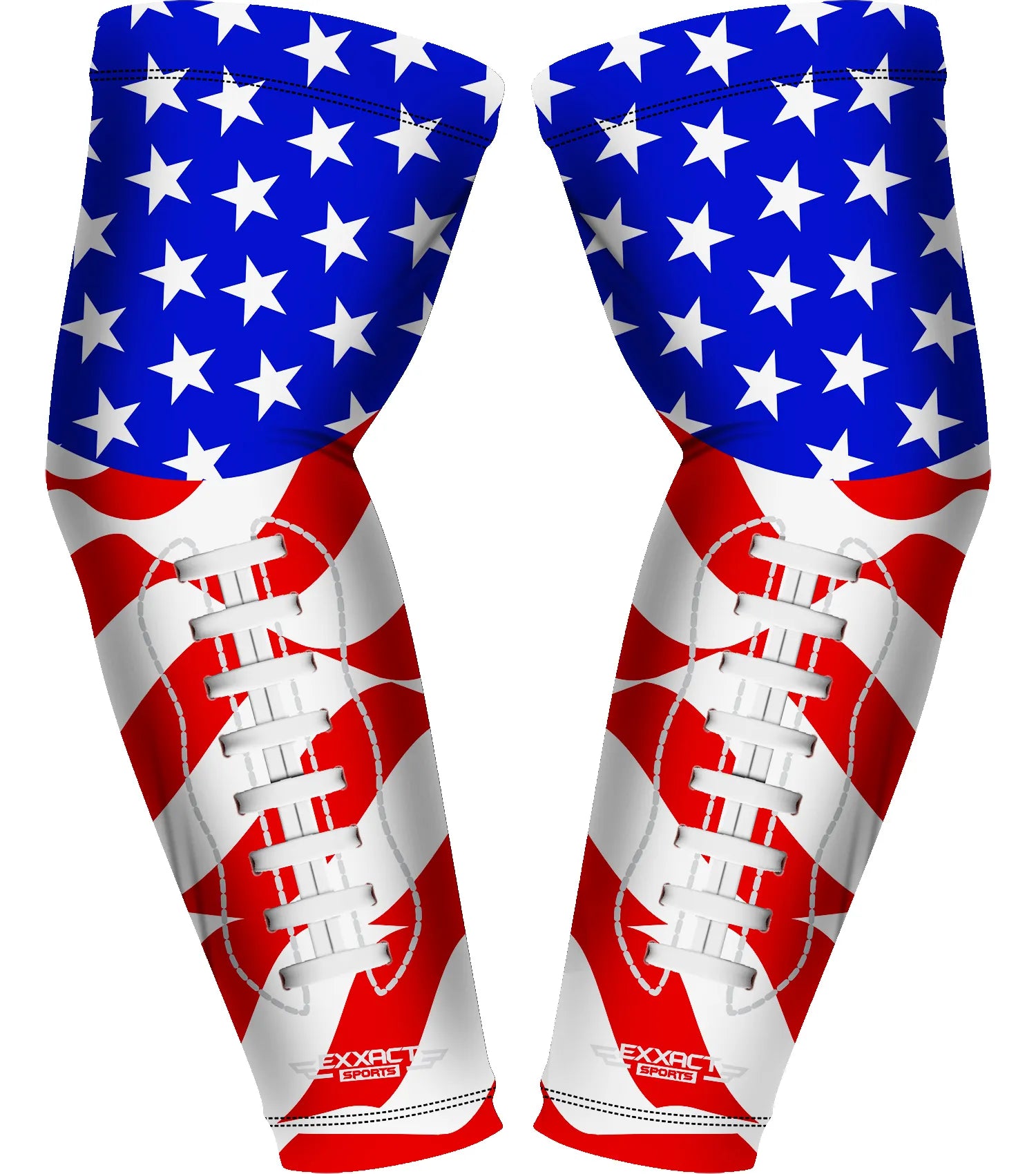 Exxact Sports Compression Arm Sleeves for Mens & Womens Youth Adult 1 Pair - Usa Football Flag